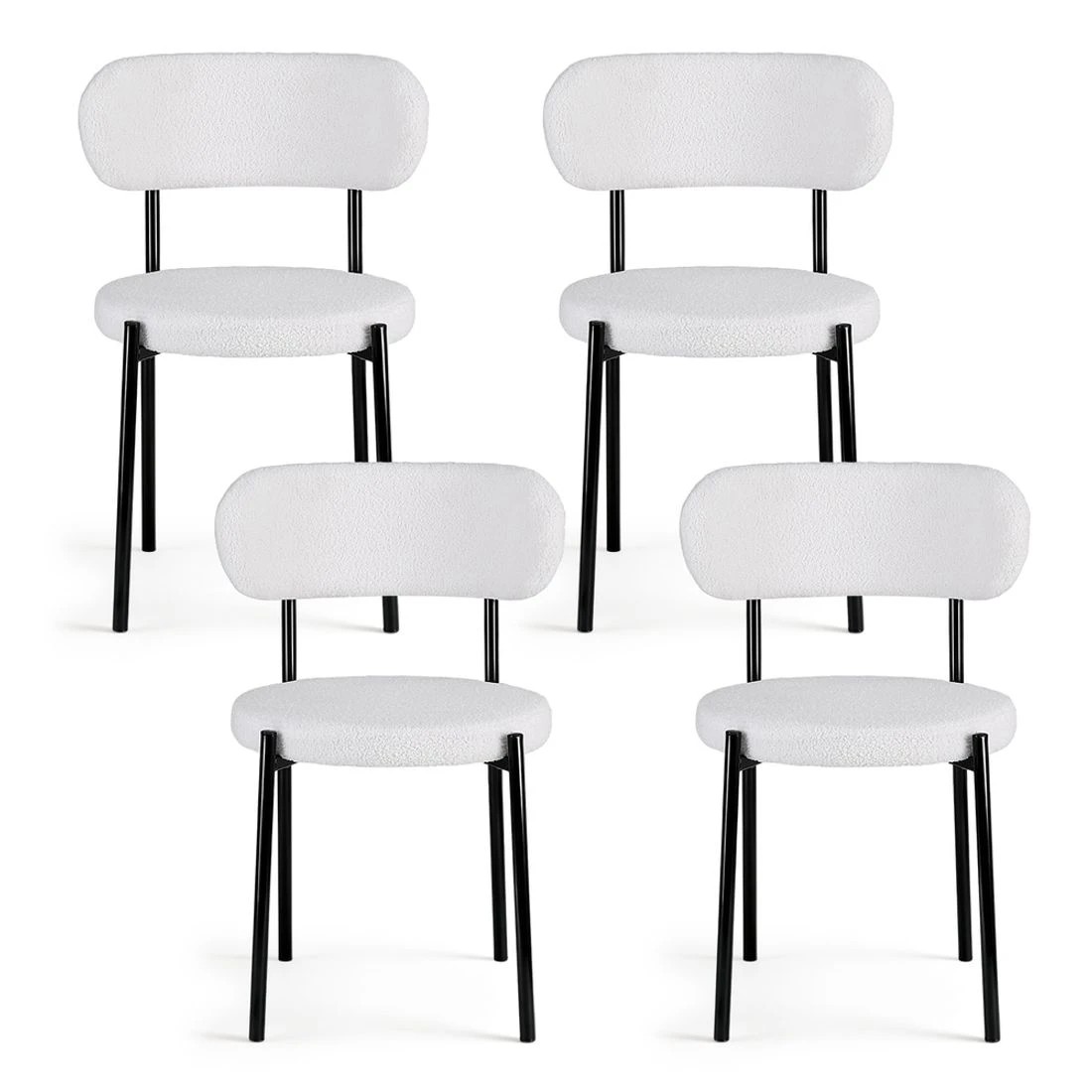 3 Artiss Dining Chairs Set of 4 Sherpa Boucle - White, 3 of 6