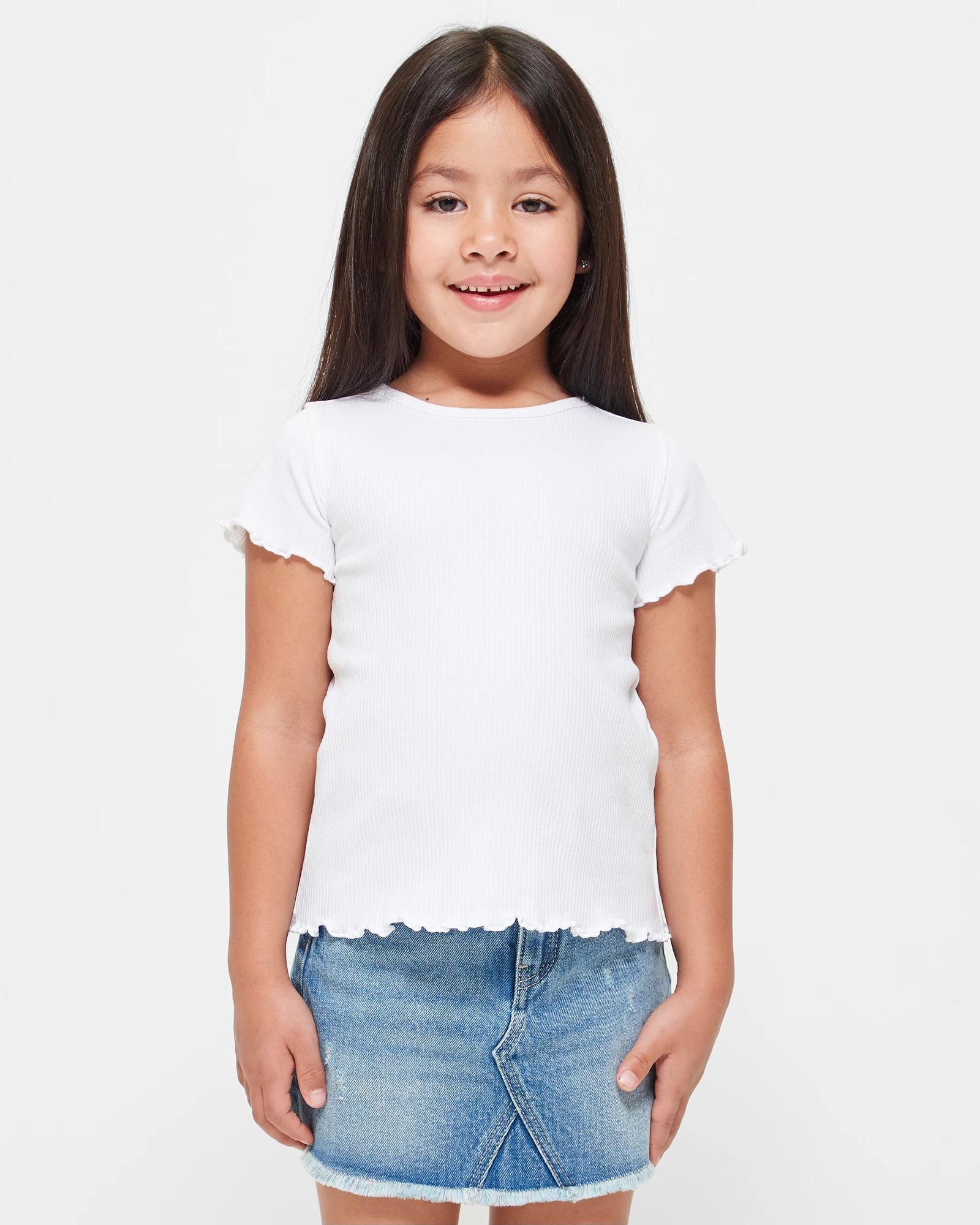 1 Target Australian Cotton Girls Rib T-shirt WHITE, 1 of 6