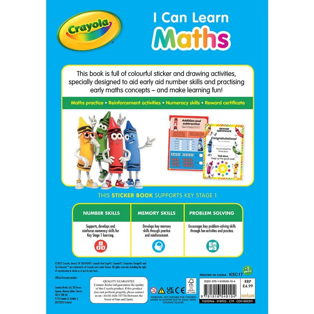 2 Crayola Early Years 5+: I Can Get Learn Maths 32 Pages, 2 of 2