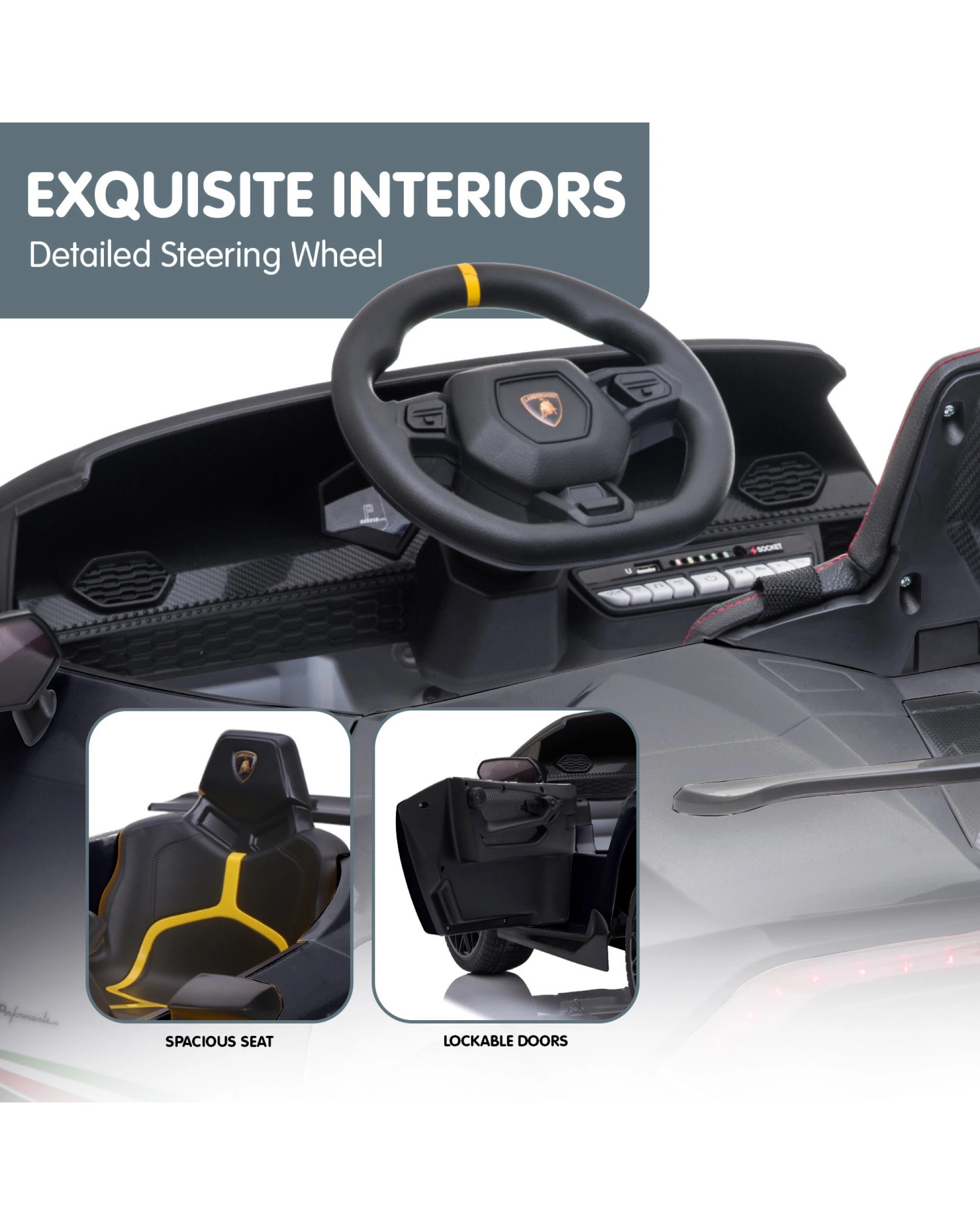 5 Kahuna Lamborghini Performante Kids Electric Ride On Car Black, 5 of 10