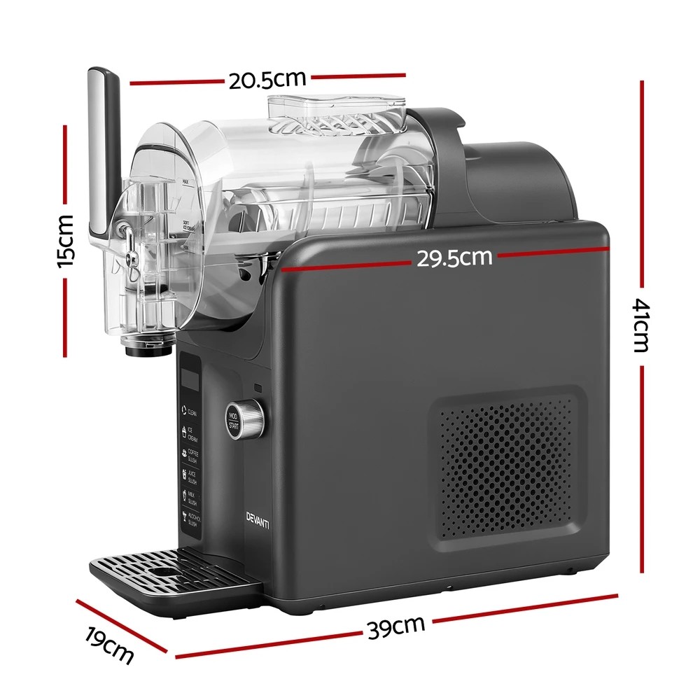 2 Devanti Slushie Machine Ice Cream Maker 2L - Grey, 2 of 8