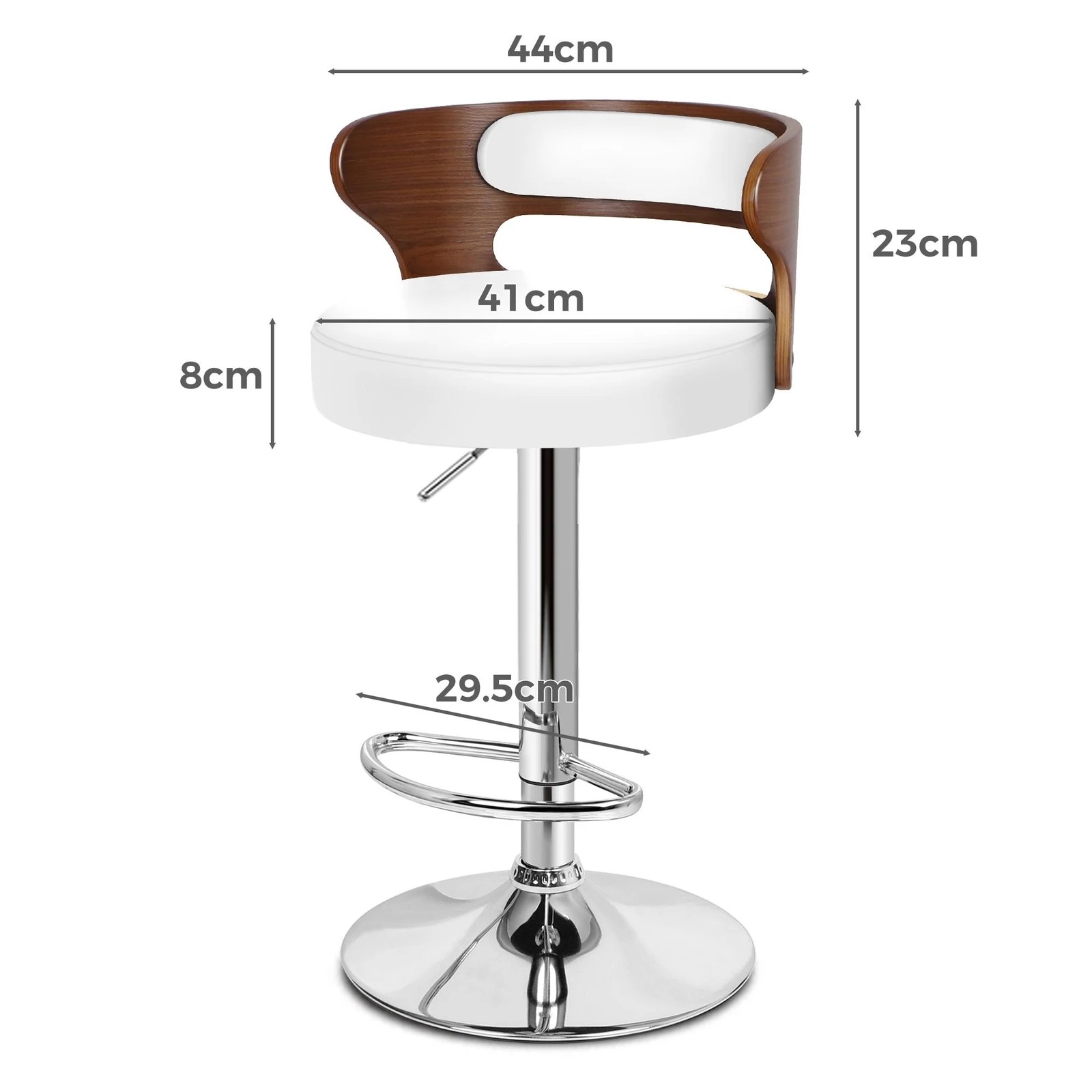 4 Alfordson 4x Bar Stool Kitchen Swivel Chair Wooden Leather Ramiro - White, 4 of 10