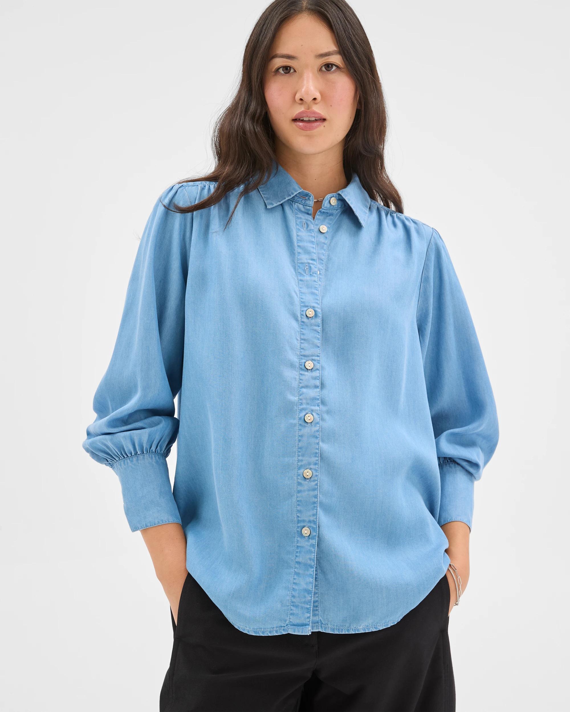 3 Target Woman Soft Button Through Shirt CHAMBRAY, 3 of 6