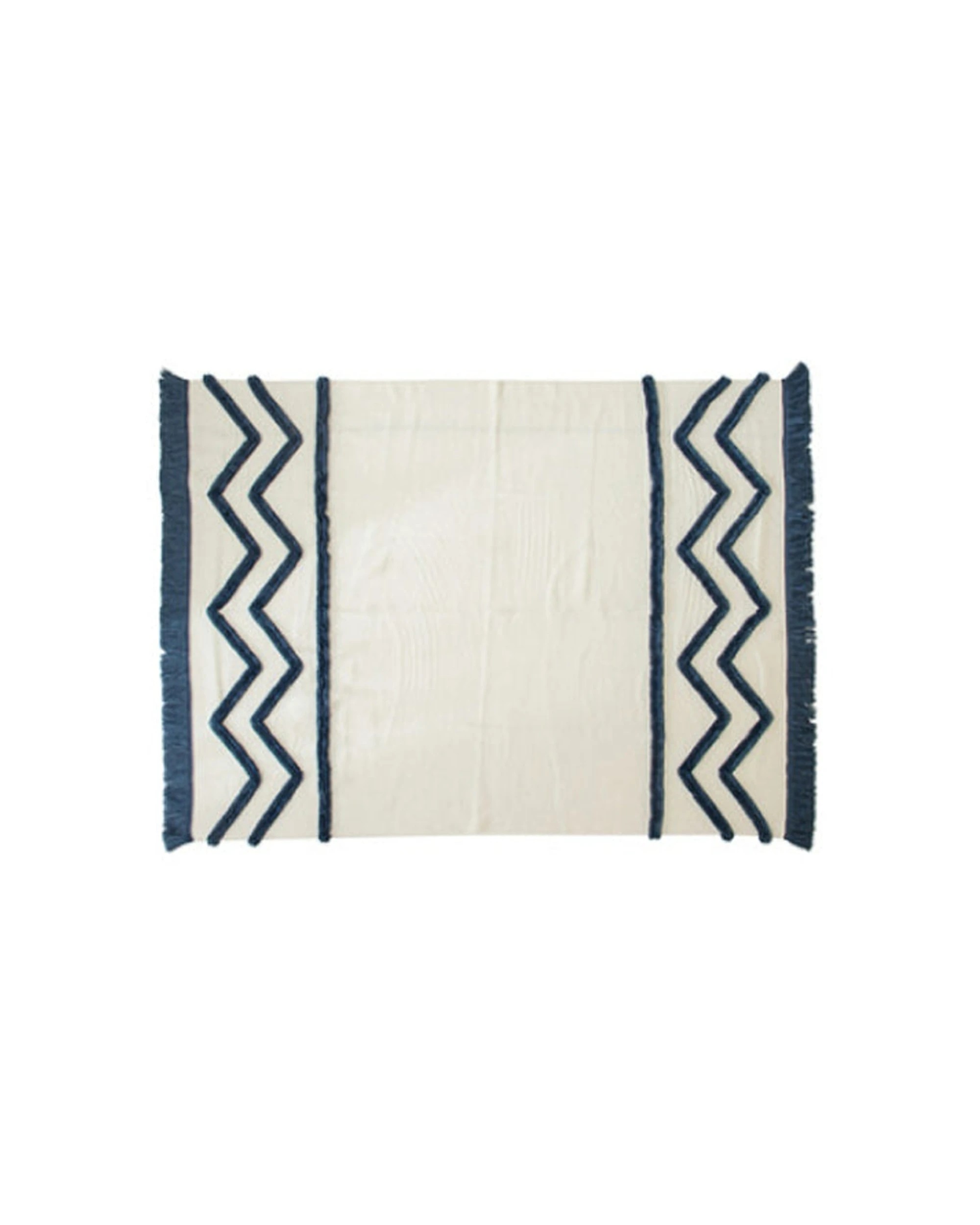 1 Cotton More Acrylic Knitted Blanket Tufted Tassel 130x160cm - Blue, 1 of 5