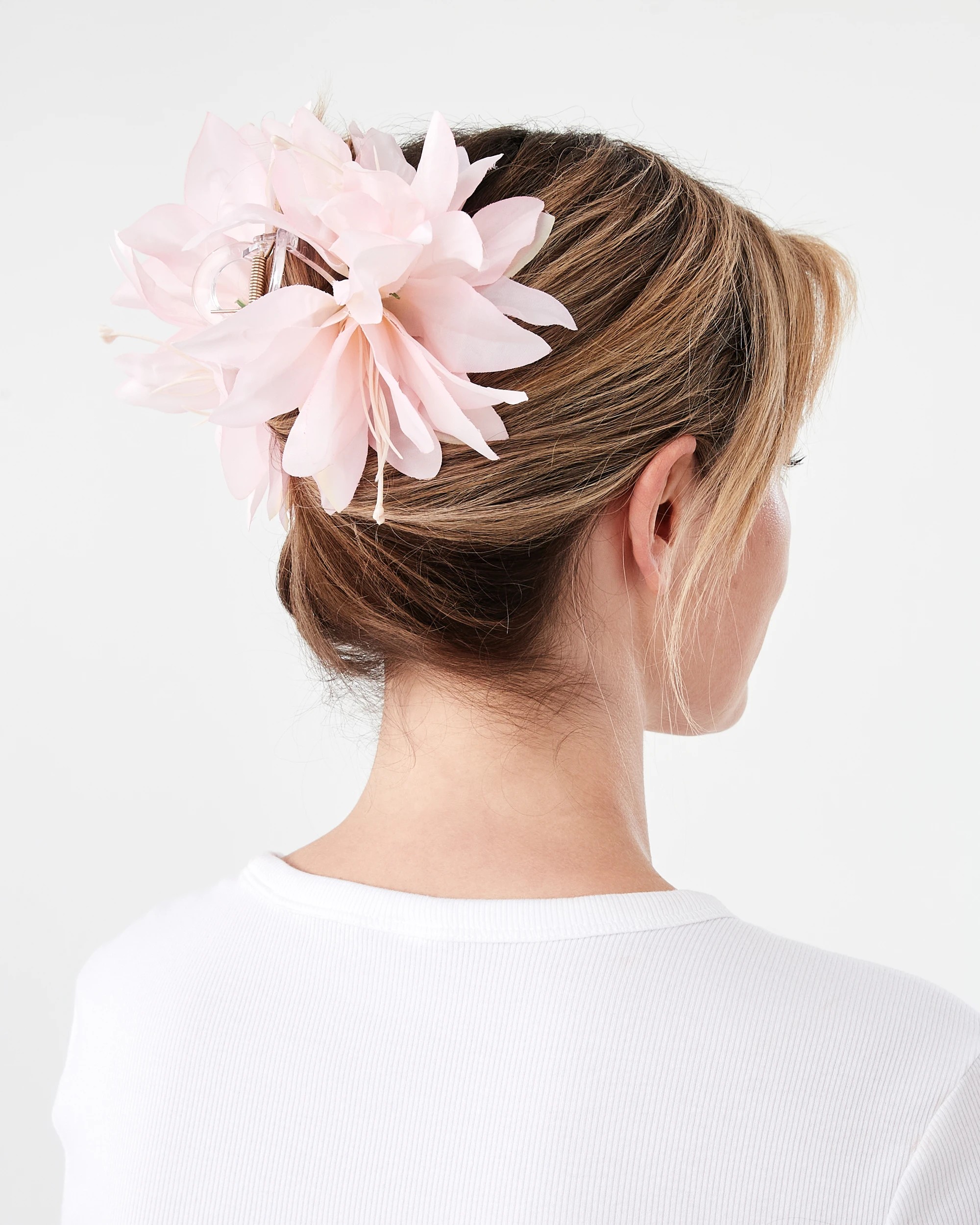 3 Pink Oversize Fabric Flower Claw Hair Clip, 3 of 4