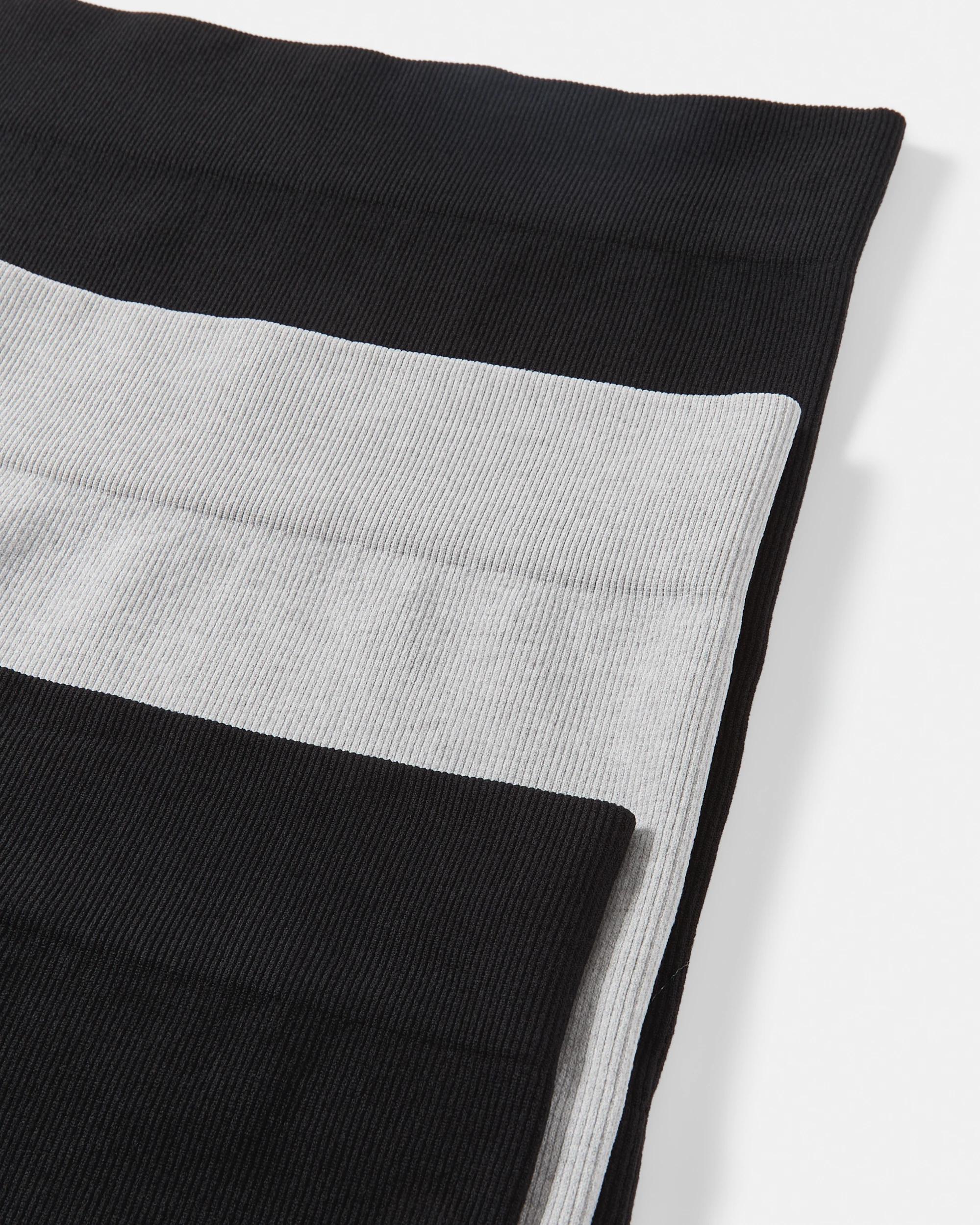 2 3 Pack Ribbed Shorties Bk Gm Bk, 2 of 8