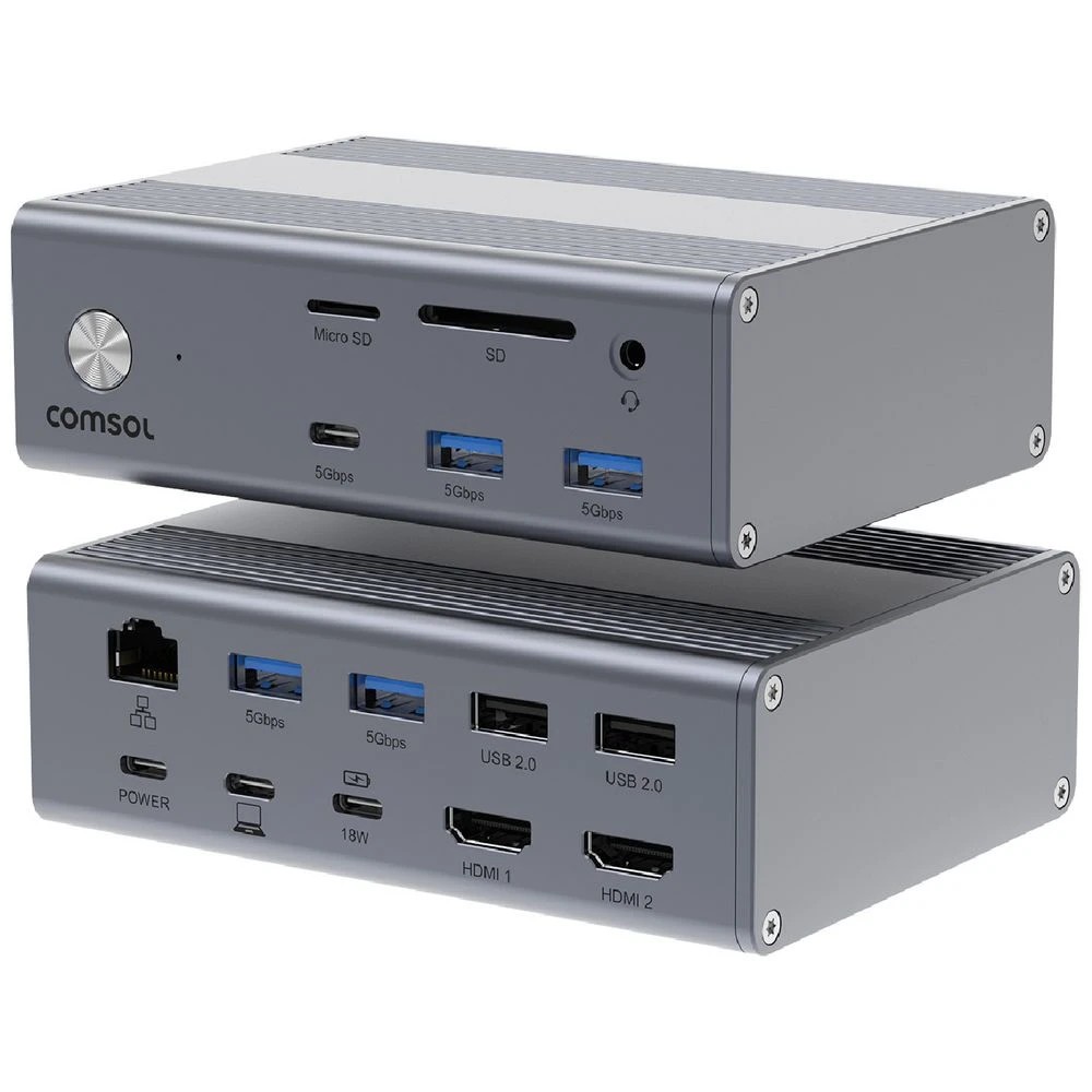 1 Comsol Dual Monitor USB-C 14 Port Docking Station, 1 of 8