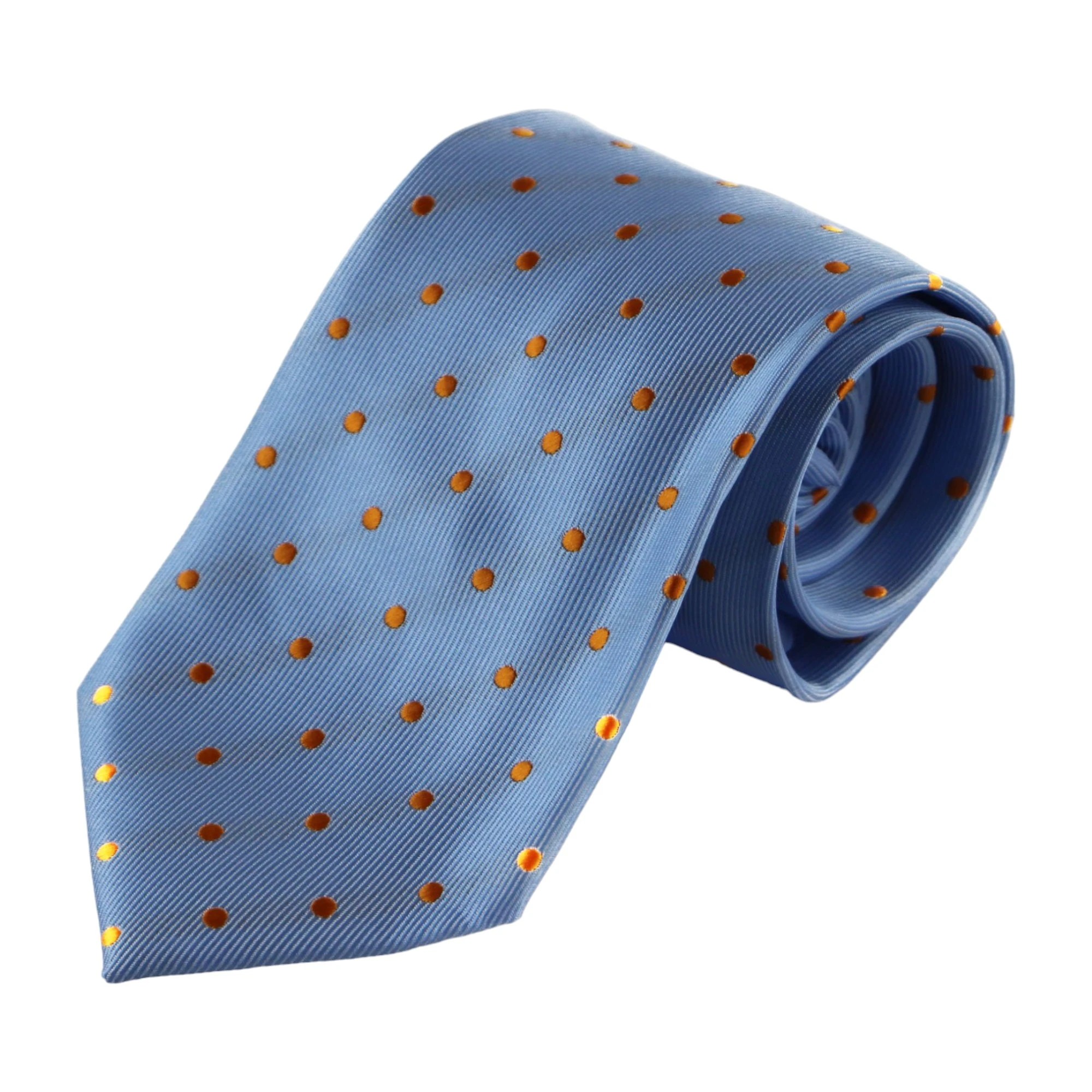 3 Zasel Mens Baby Blue & Orange Mini Polka Dot Patterned 8cm Neck Tie - Multi, 3 of 3