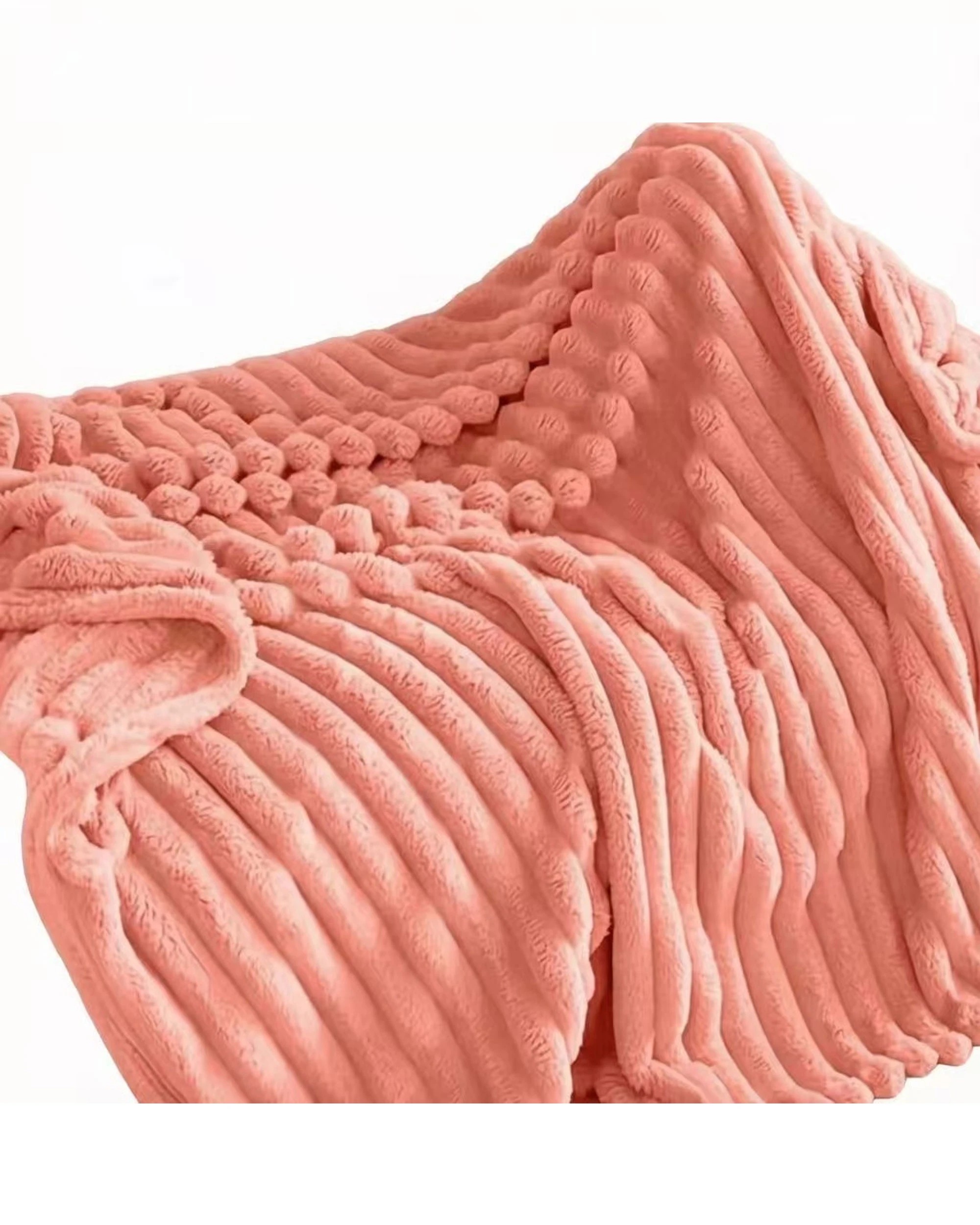1 Cotton More Corduroy Blanket Throw 180x200cm - Pink, 1 of 2