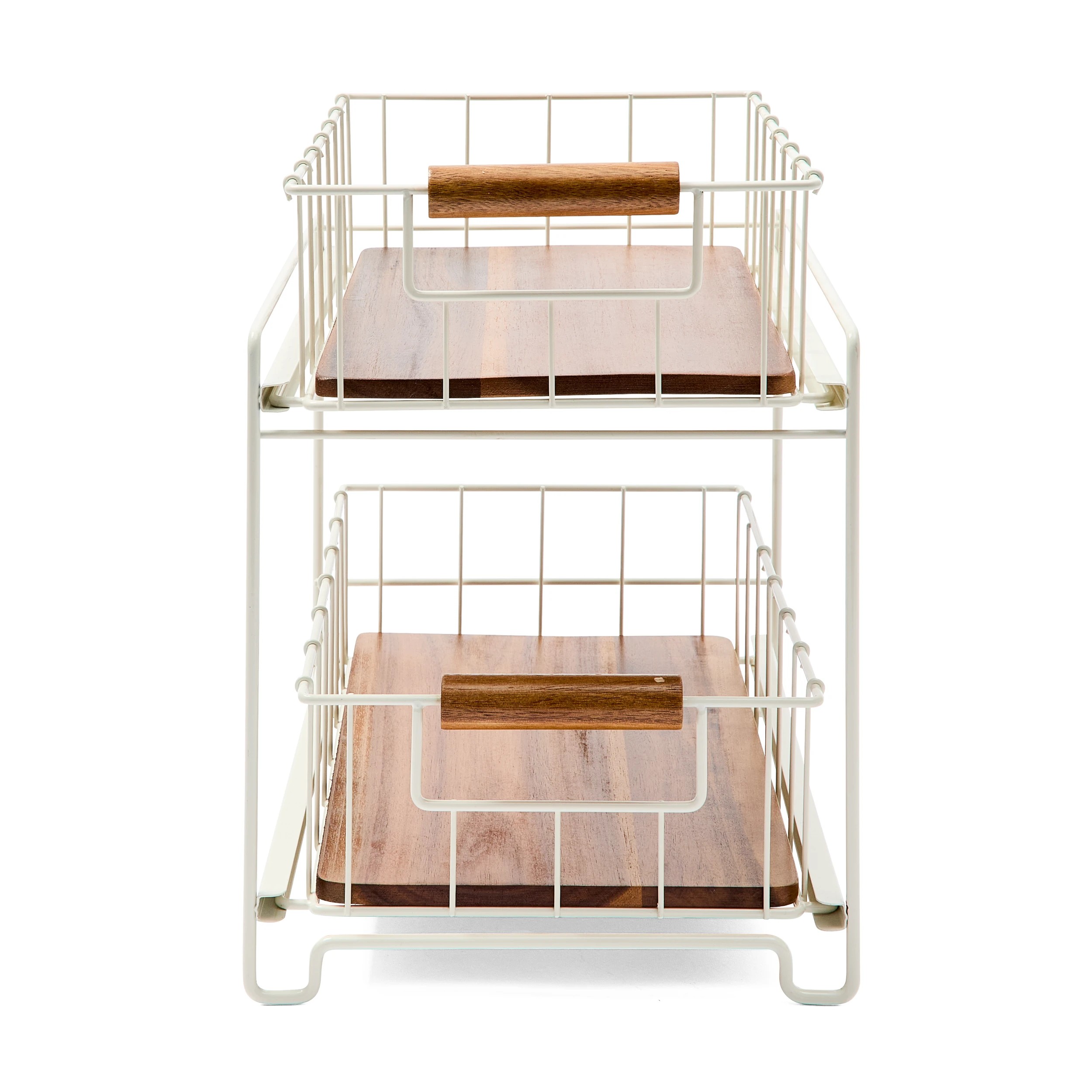 5 Off White and Acacia 2 Tier Drawers, 5 of 10