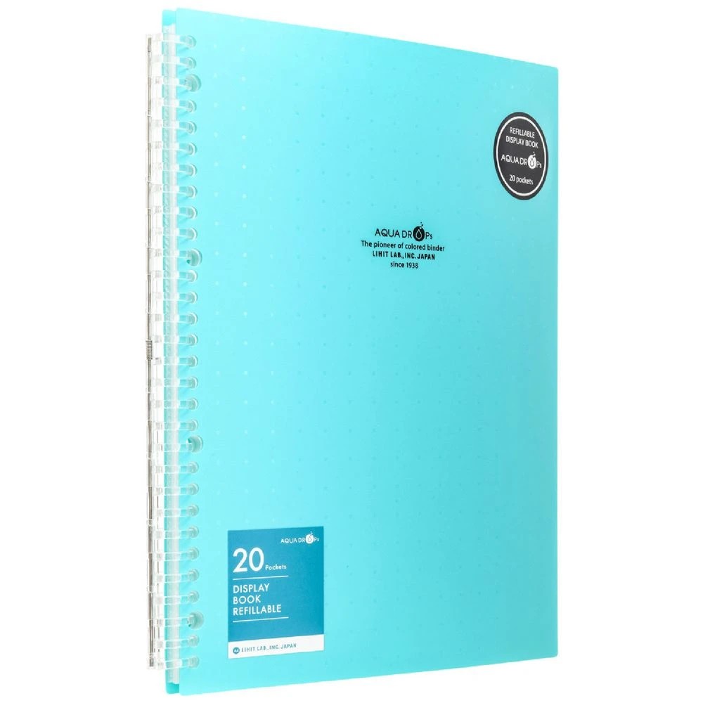 1 Aqua Drops Refillable Display Book A4 20 Pockets Vivid Teal, 1 of 4