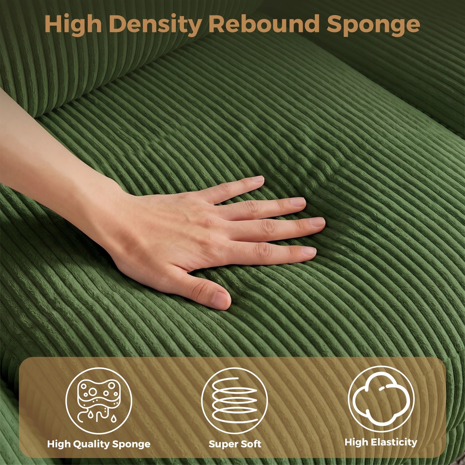 3 Advwin Sectiona Sofa 4-Seater Corduroy Fabric U Shape Couch 280cm - Green, 3 of 6