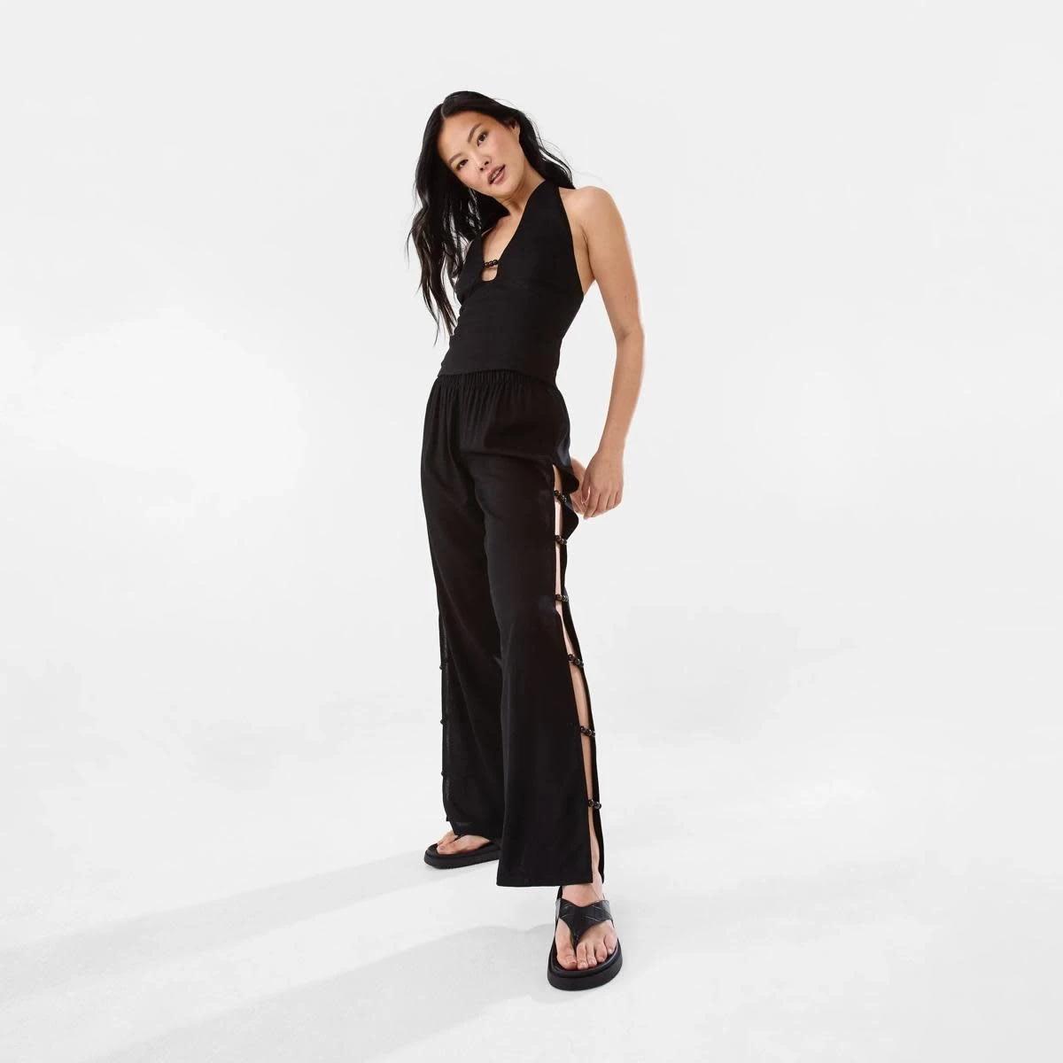 5 Linen Blend Beaded Top BLACK, 5 of 10