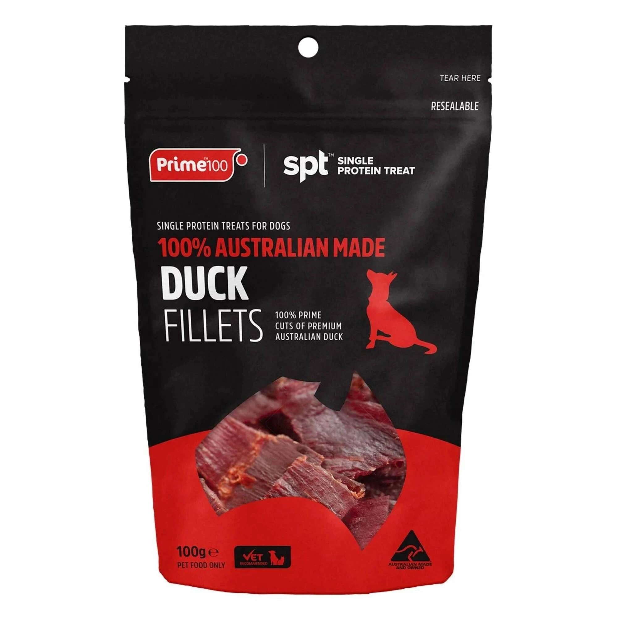 1 Prime100 Spt Duck Fillets Dog Treats 100g, 1 of 2
