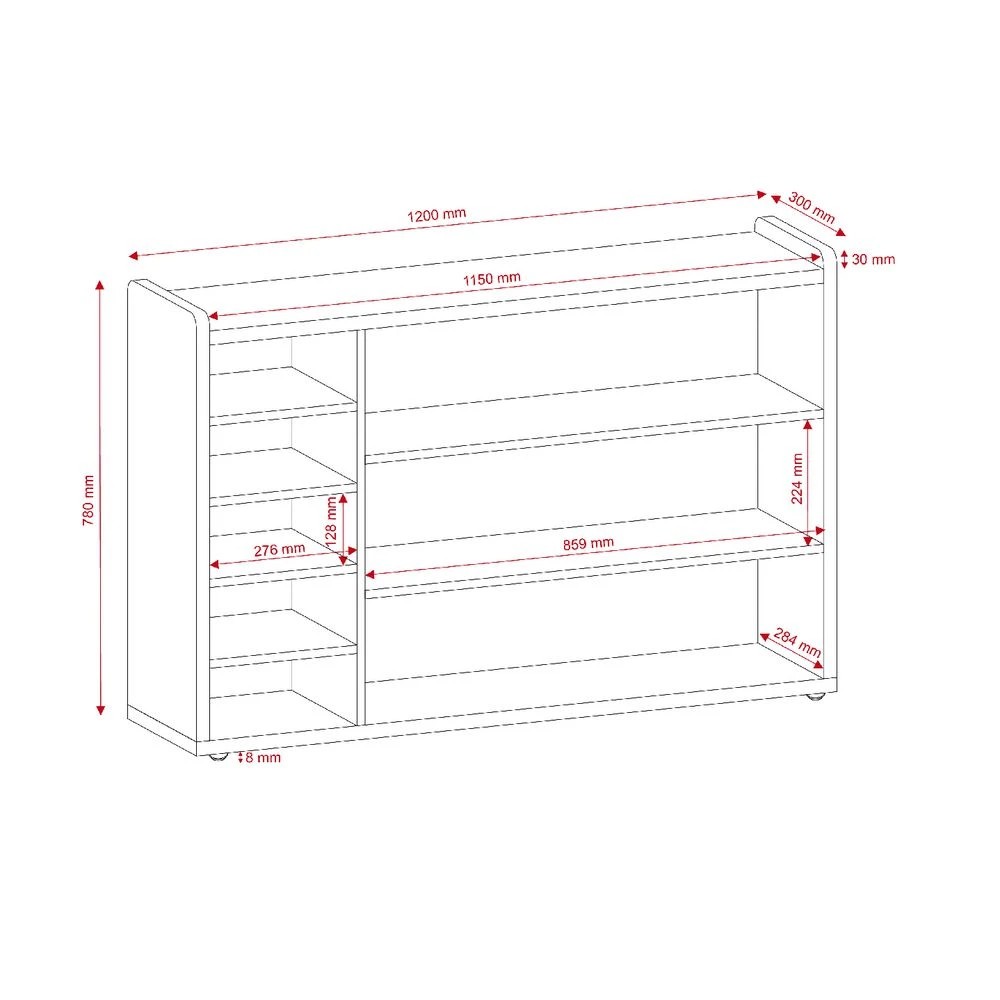 4 Young Kids Educational 8 Shelf Mobile Storage Unit Oak Kids Storage & Furniture, 4 of 4
