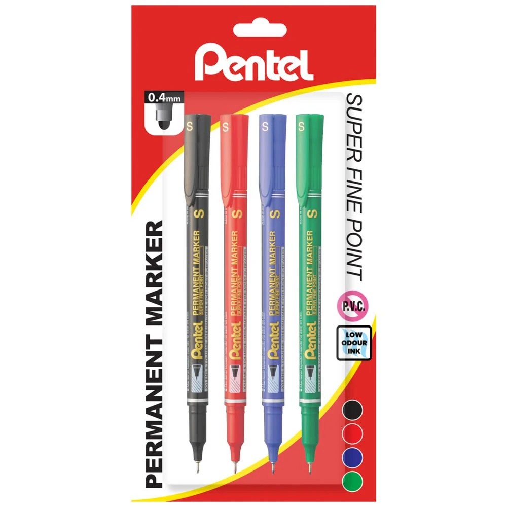 1 Pentel Superfine 0.4mm Permanent Marker Classics 4 Pack, 1 of 1