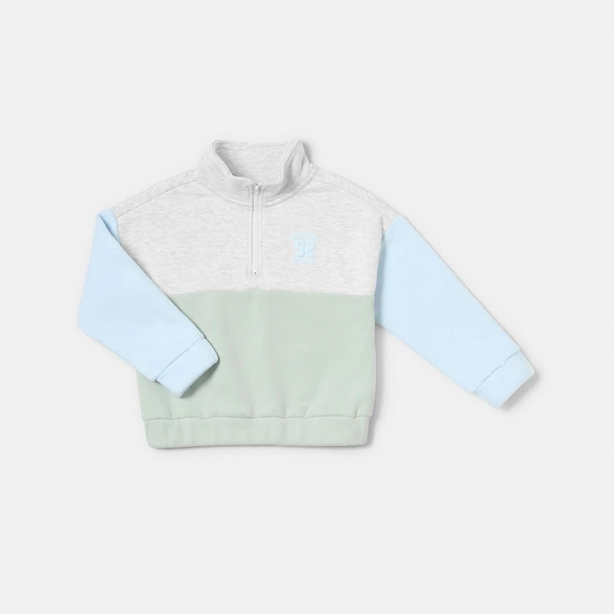 7 Colour Block Quarter Zip Fleece Sweatshirt Mutli, 7 of 8