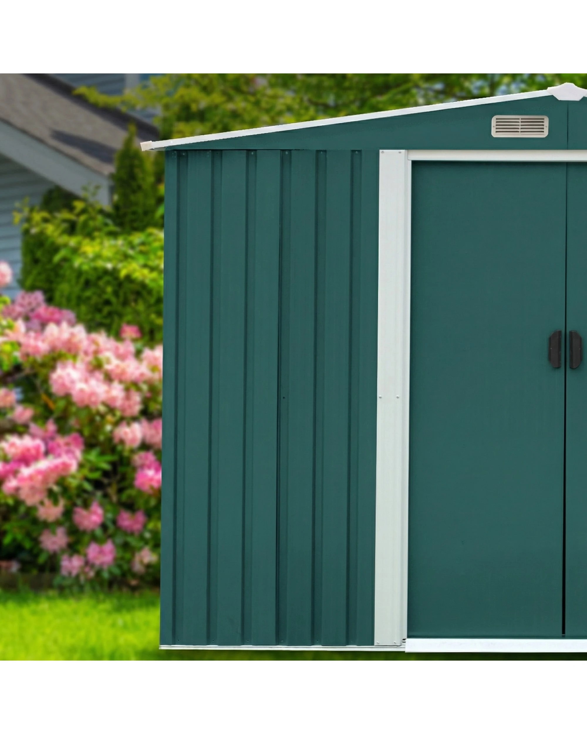 4 Wallaroo 6ft x 8ft Garden Shed Spire Outdoor Storage Shelter Sloped Roof Workshop Tool - Green, 4 of 7