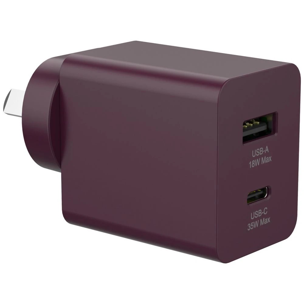 1 Otto USB-A and USB-C GAN Wall Charger Burgundy, 1 of 8