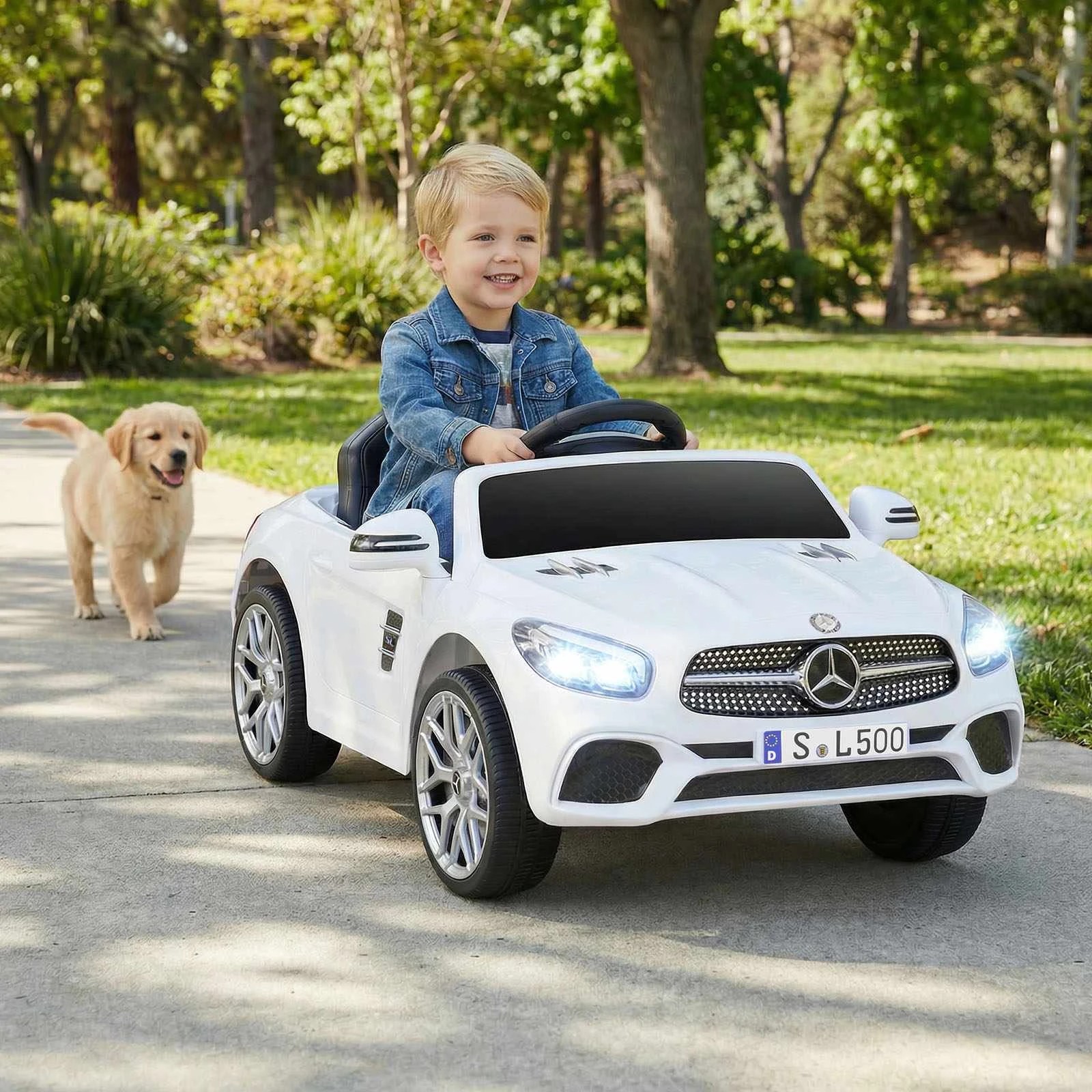 1 Costway 12V Mercedes Benz Licensed Ride On Car Electric Vehicle - White, 1 of 1