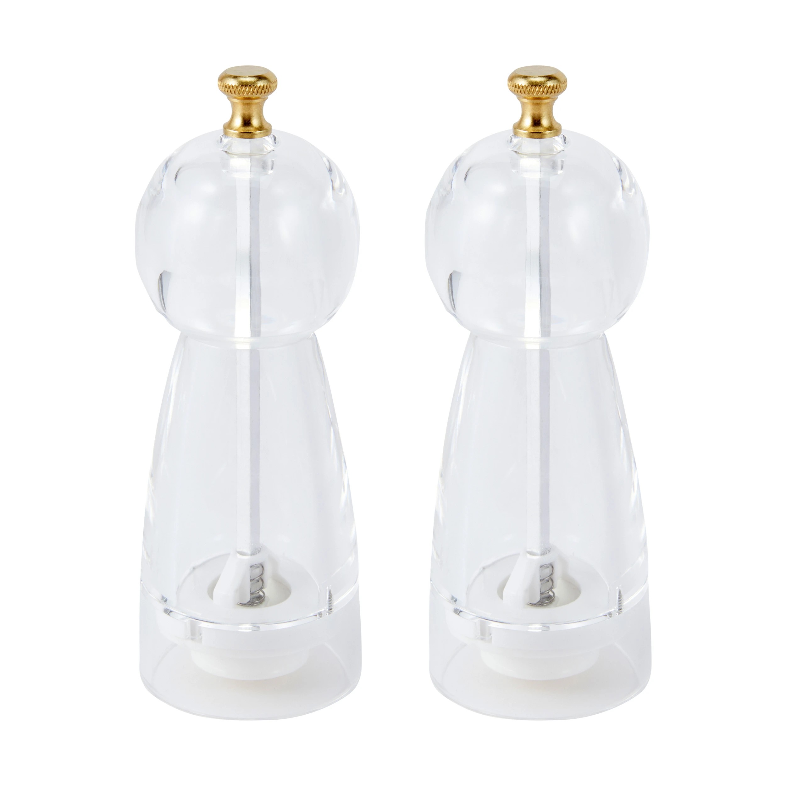 2 2 Pack Clear Salt and Pepper Grinders, 2 of 6