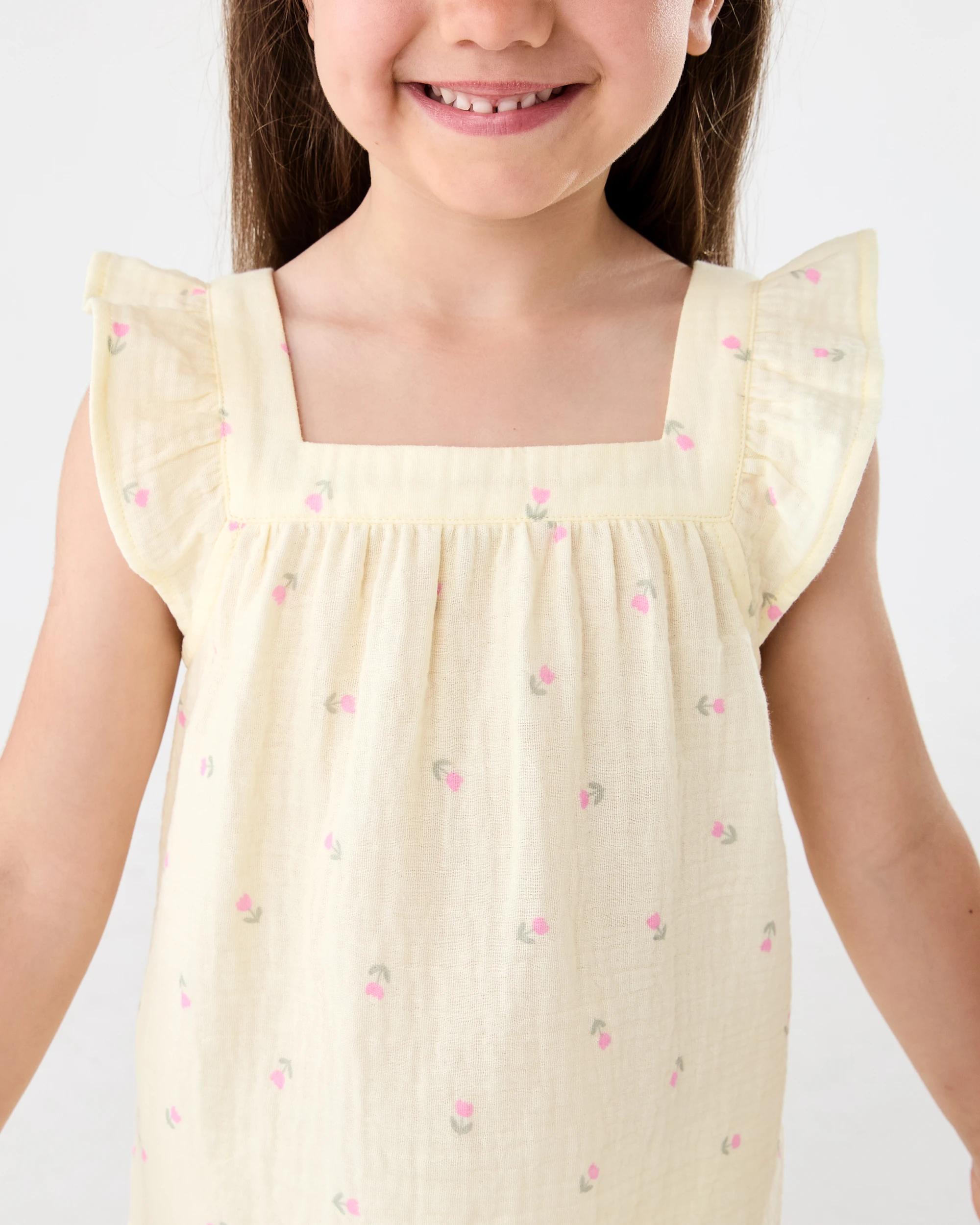 4 Short Sleeve Woven Frill Pyjama Set Ylw Tulip, 4 of 6