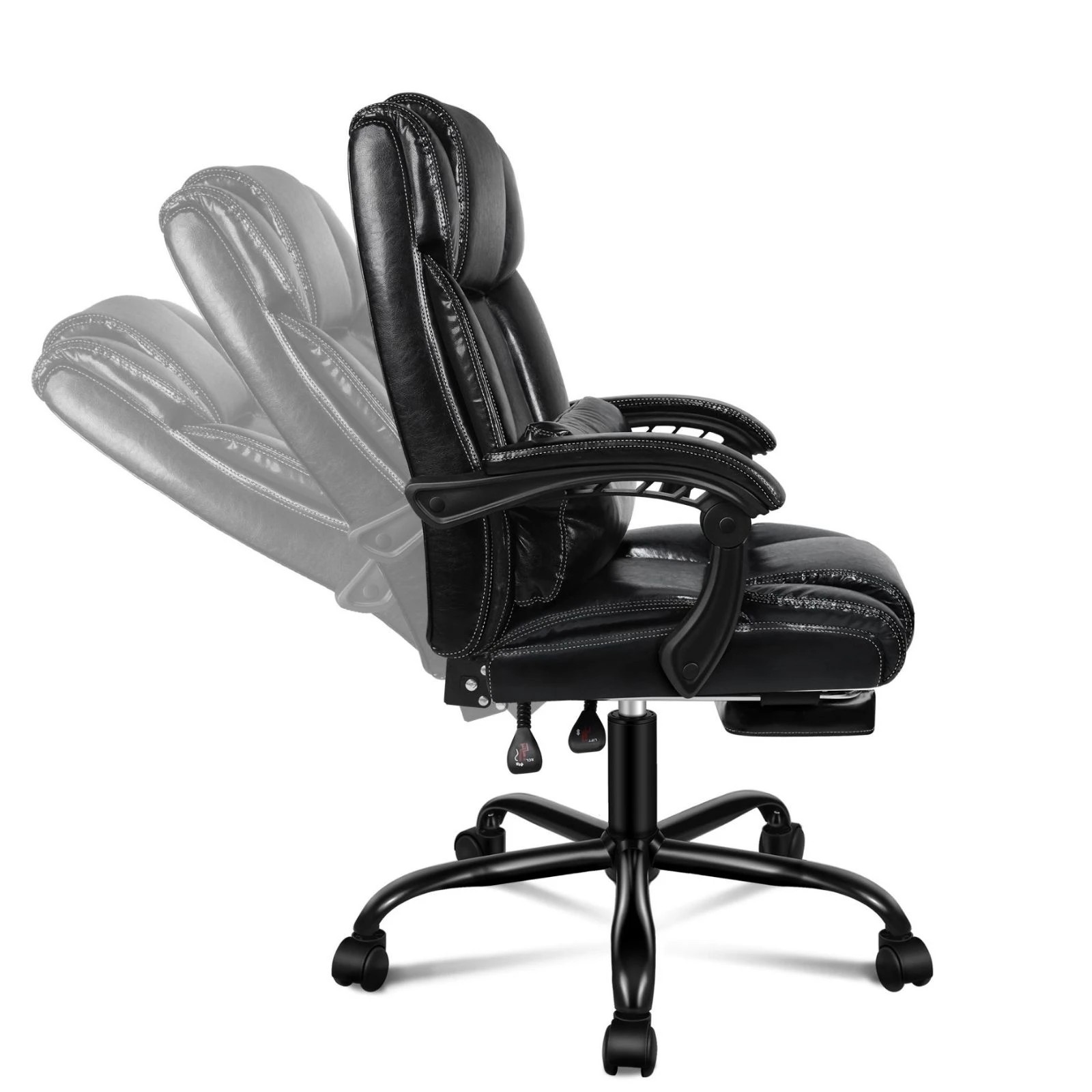 4 Alfordson Office Chair Executive Computer Gaming PU Leather Seat Recliner - Black, 4 of 10