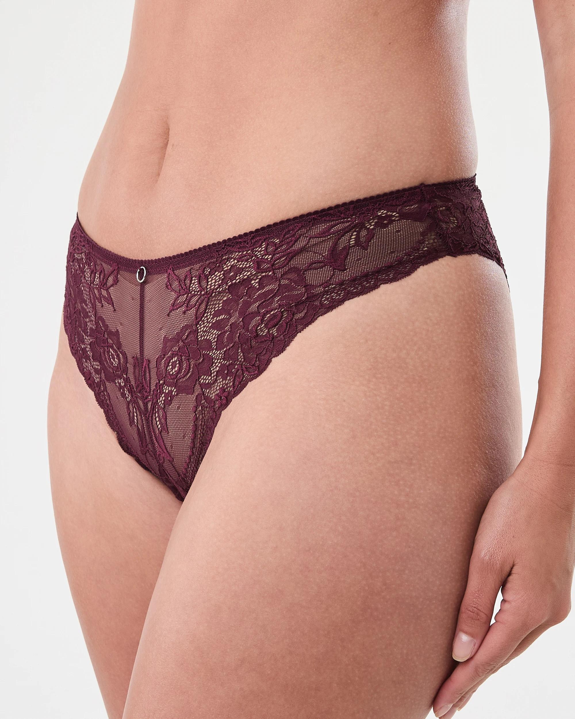2 Co-ordinated Lace Cheeky Bikini Briefs Velvet Red, 2 of 5