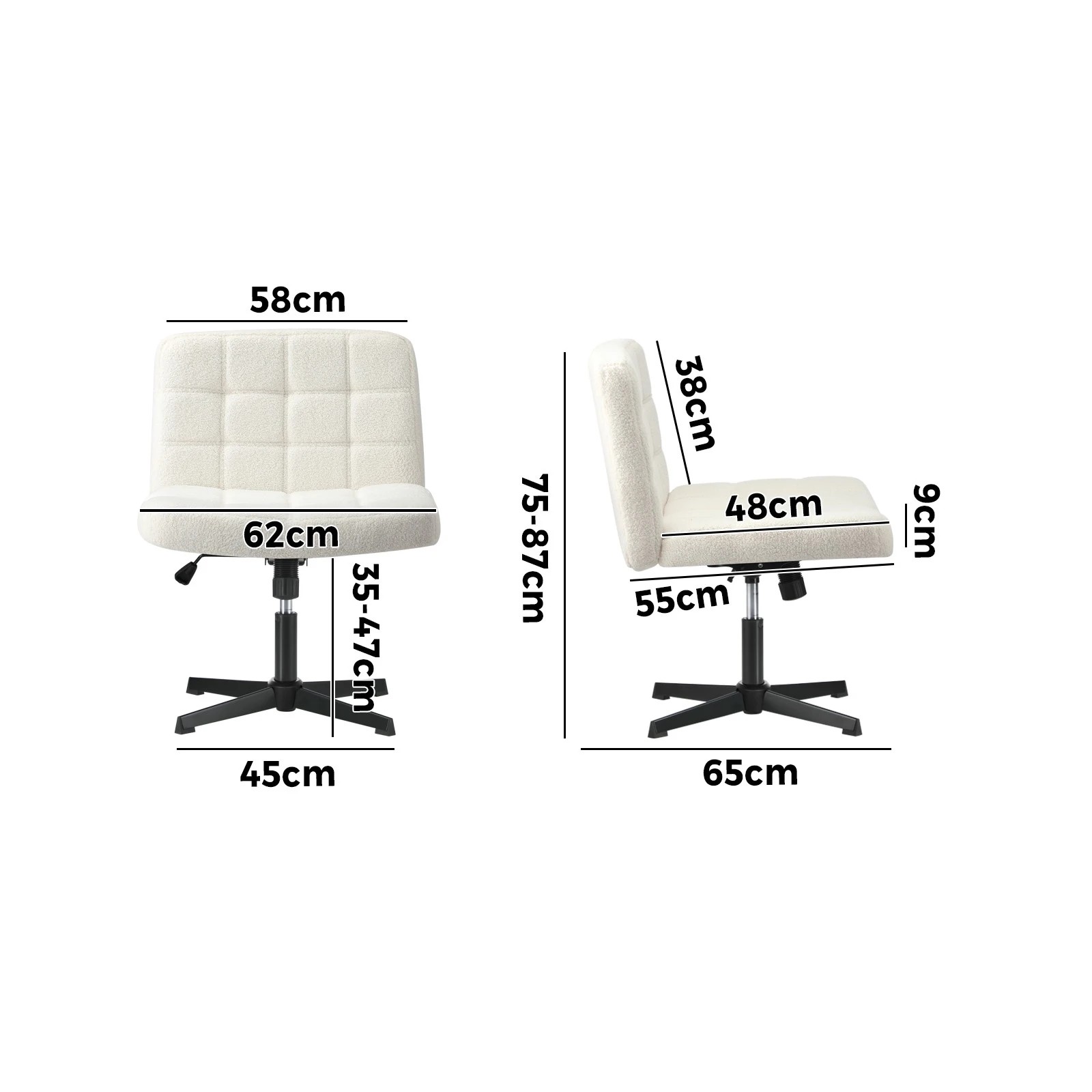 4 Oikiture Armless Office Desk Chair Boucle
 - White, 4 of 10