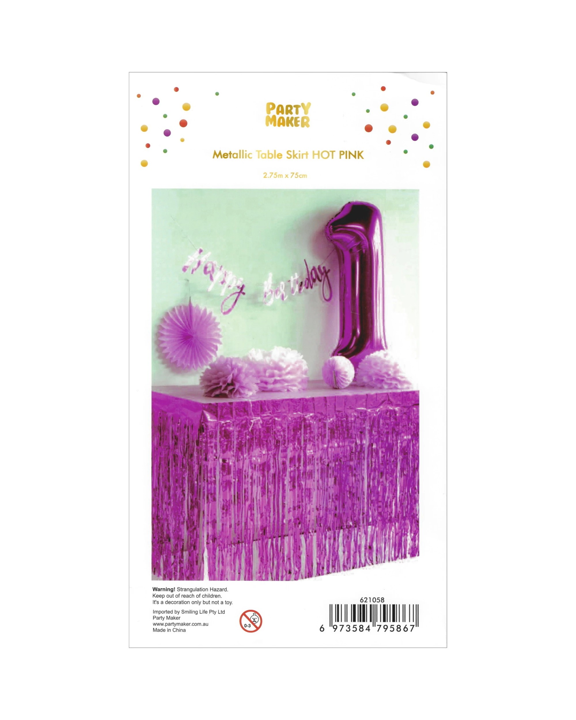 2 Partyrama Metallic Hot Pink Table Skirt - Hot Pink, 2 of 2