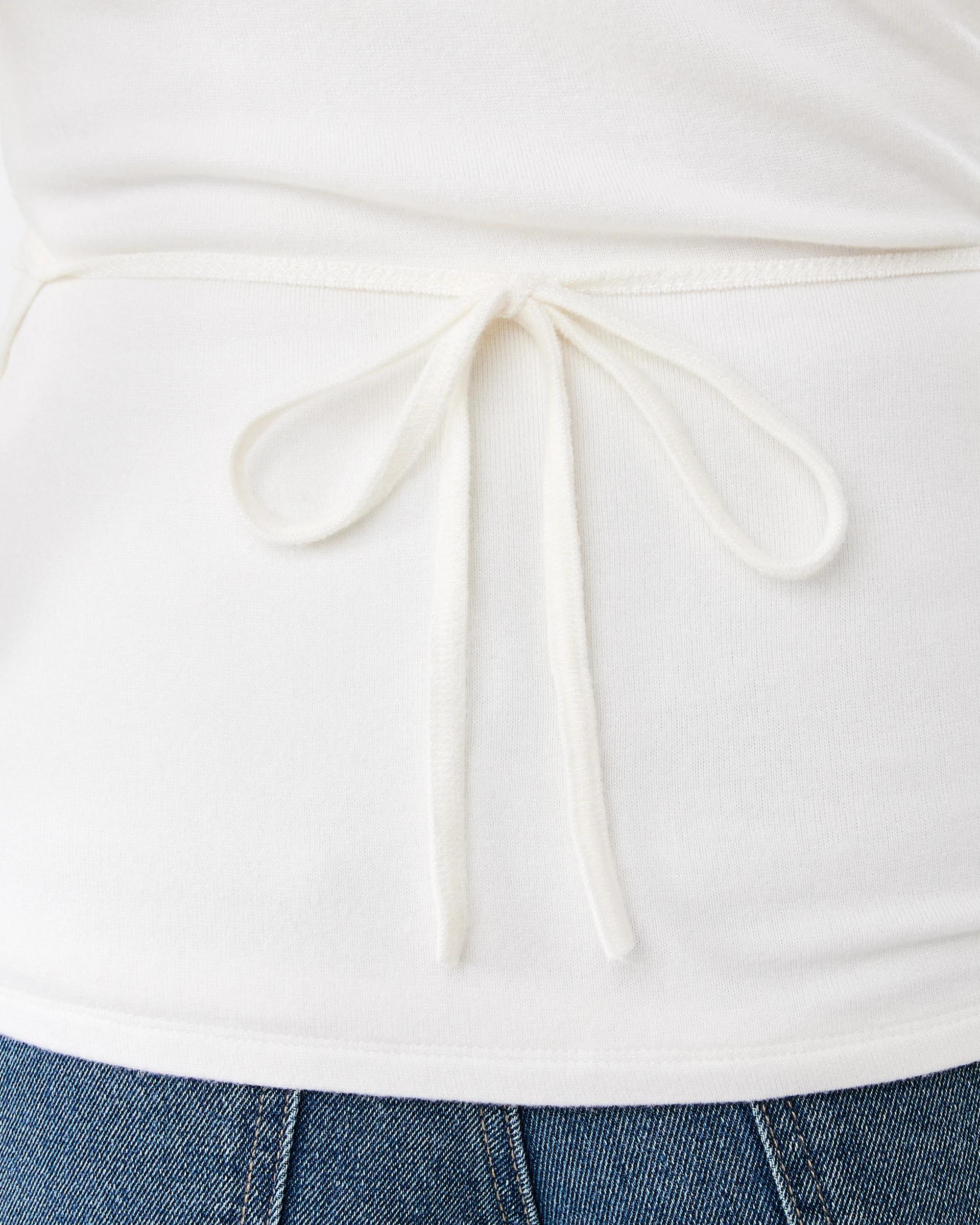 6 Long Sleeve Twofer Wrap Top Cld White, 6 of 7