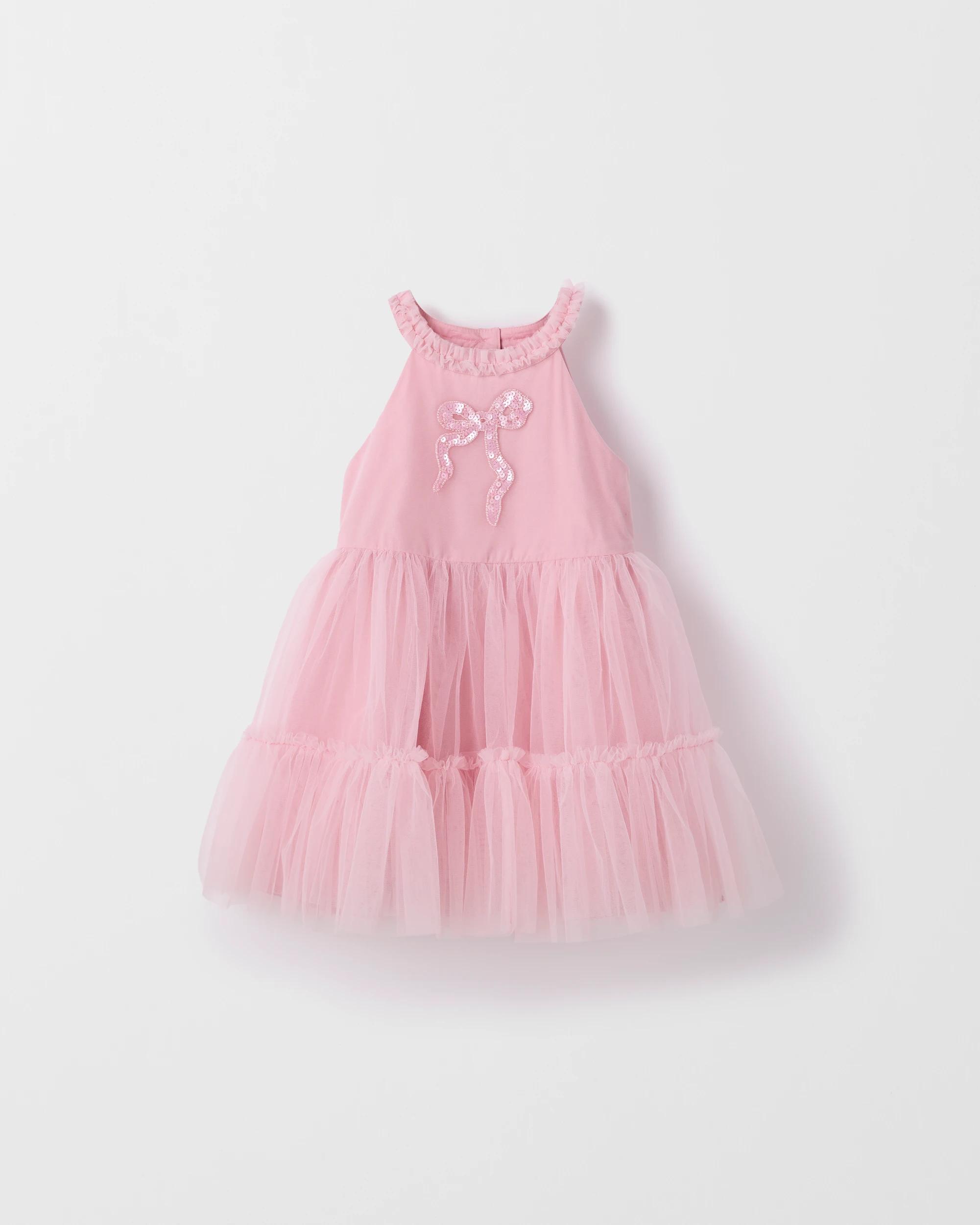 6 Target Kids Sleeveless Halter Neck Tulle Occasion Dress PINK, 6 of 8
