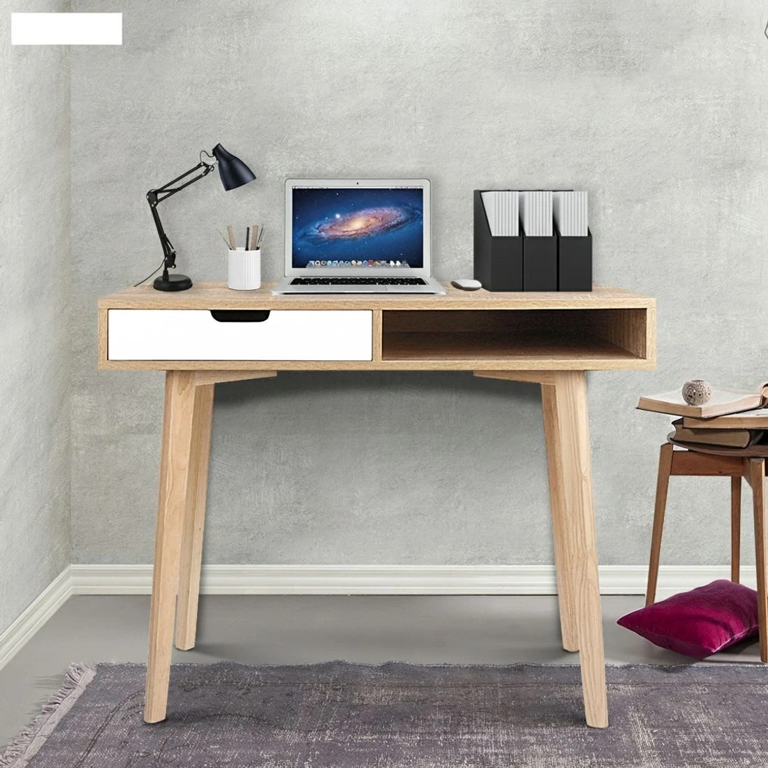 6 Artiss Computer Desk Drawer Cabinet Shelf Oak 90CM - Brown, 6 of 6