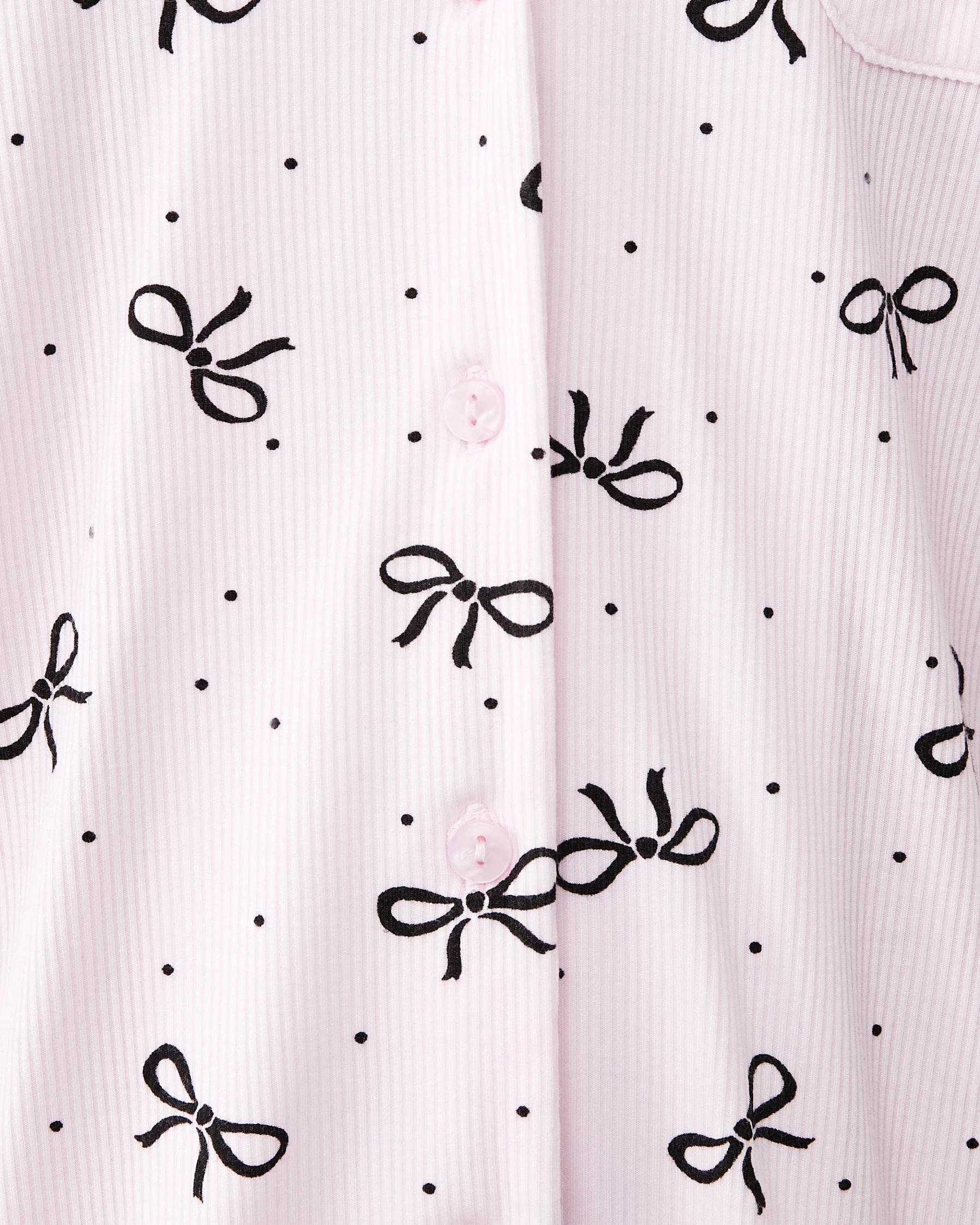 7 Long Sleeve Rib Lace Button Through Top Bow Spot, 7 of 8