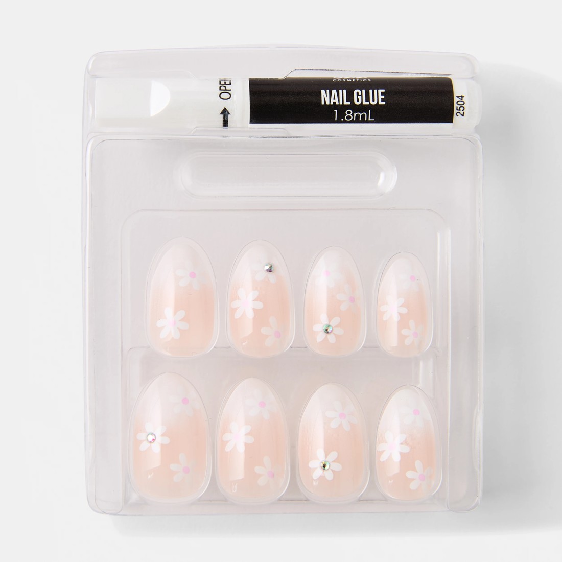 3 OXX Cosmetics 24 Pack Artificial Nails with Adhesive - Almond Shape, Flower Gems, 3 of 5