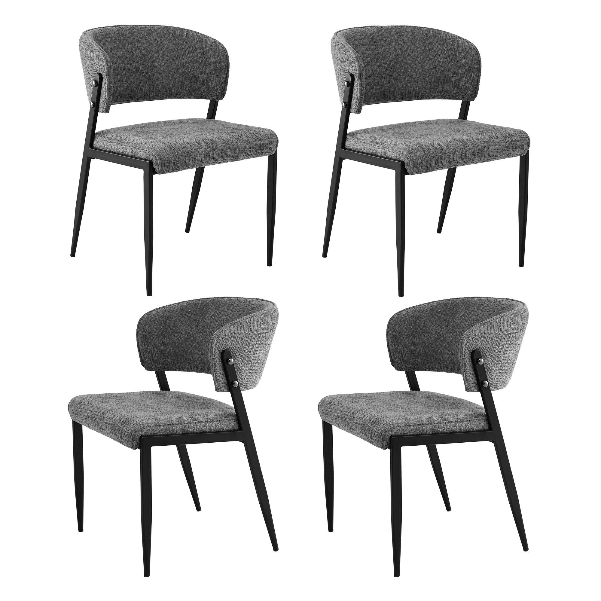 1 Artiss Dining Chairs Set of 4 Linen Fabric Soft Upholstered Chairs - Grey, 1 of 9