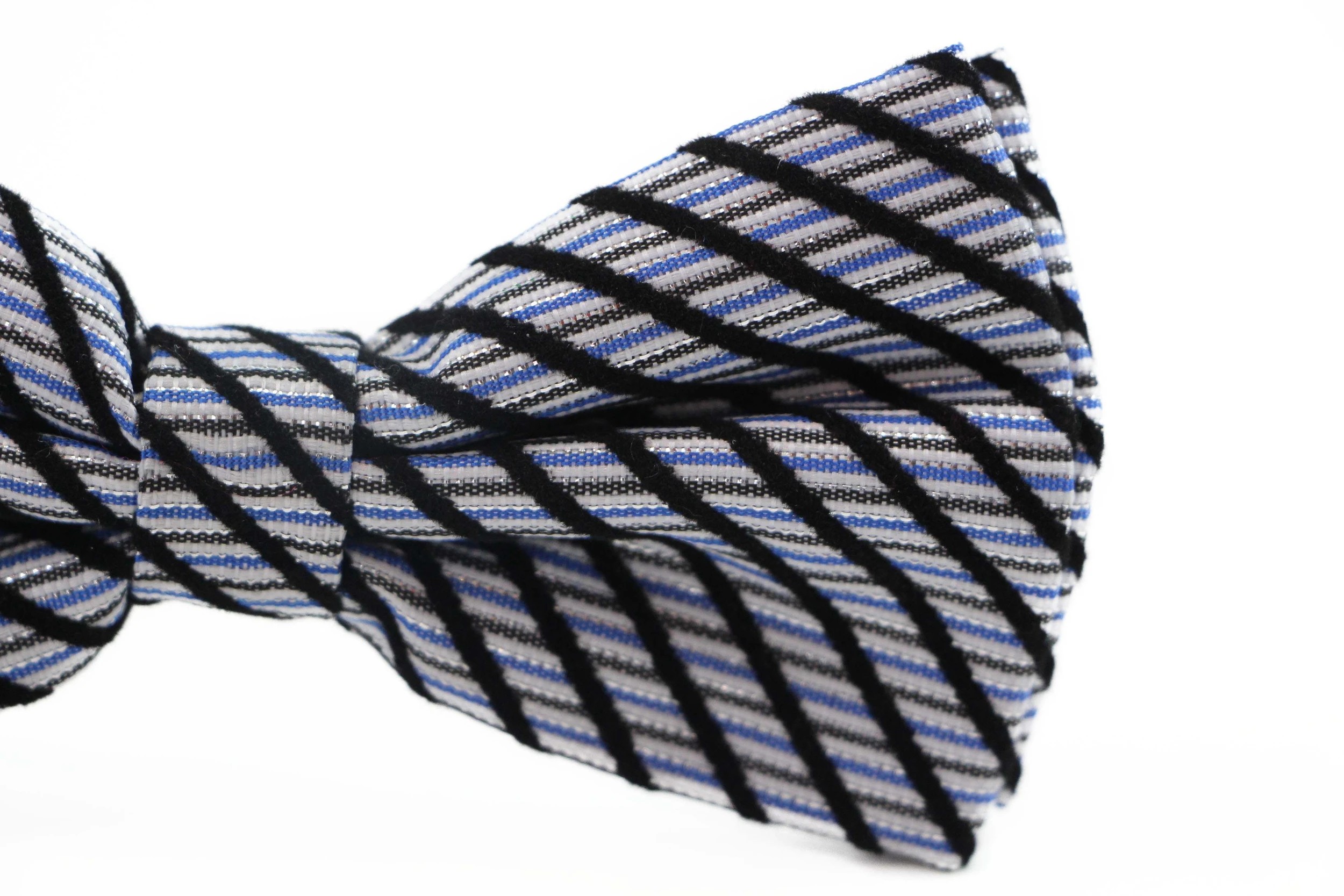 3 Zasel Mens Blue Striped Patterned Cotton Bow Tie - Multi, 3 of 4