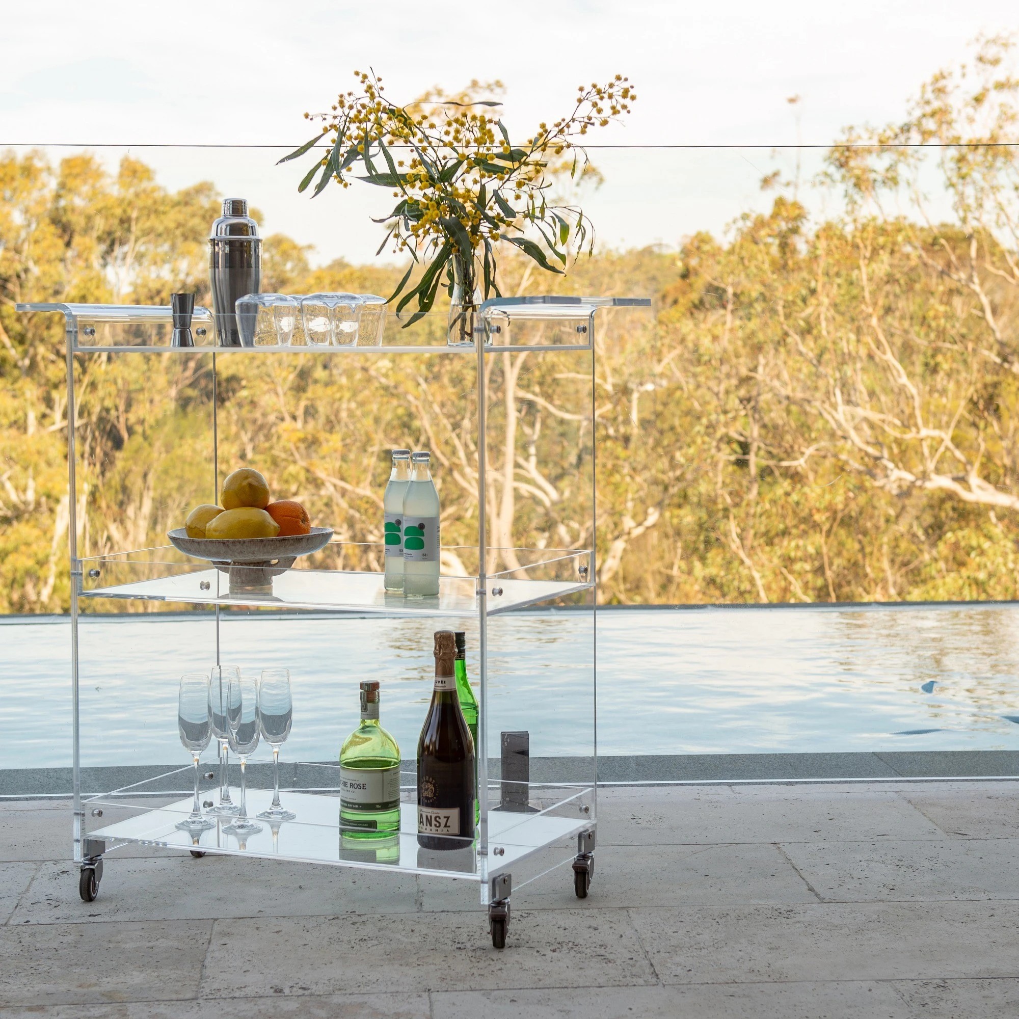 9 Hudson 3 Tier Acrylic Bar Cart - Clear, 9 of 10