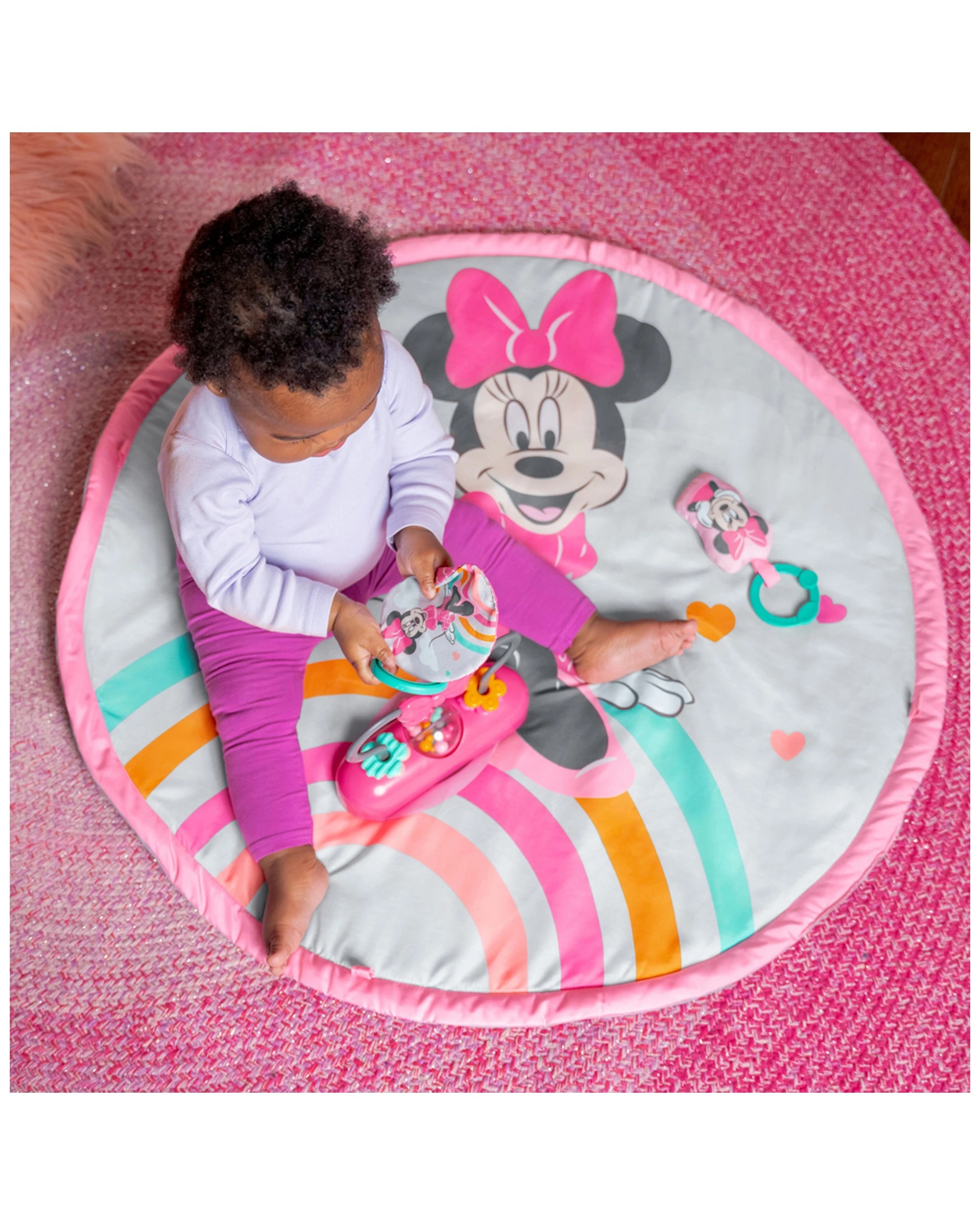 5 Bright Starts Minnie Mouse Baby Activity Gym 0m Plus With Music And Toys Mat - Pink, 5 of 6