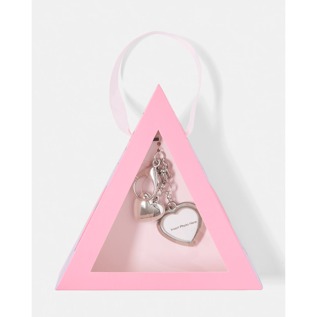 Heart Photo Charm Keyring Gift Set - Silver Tone