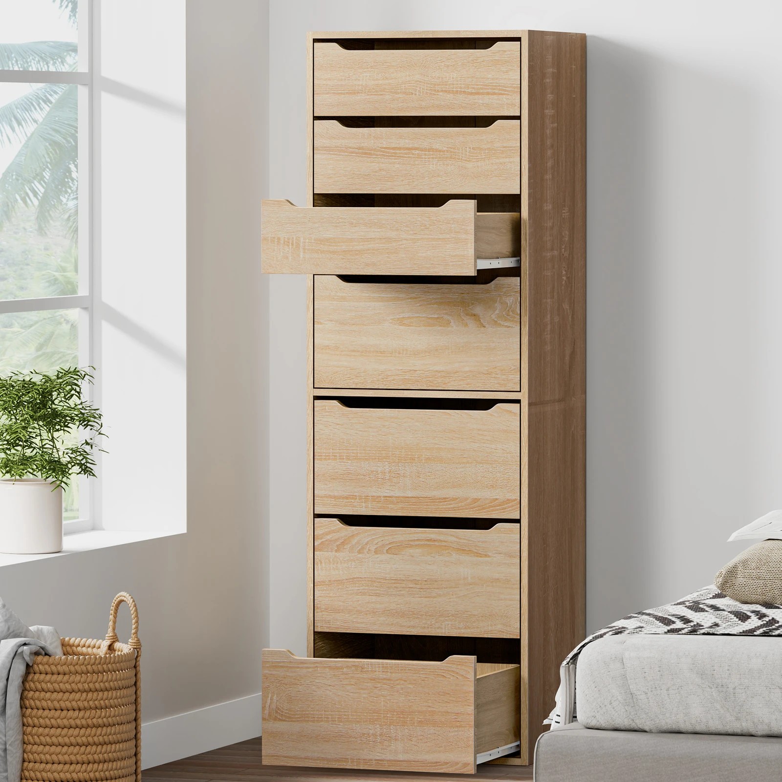 9 Alfordson Wardrobe 7 Drawers Clothes Storage Cabinet - Oak, 9 of 10