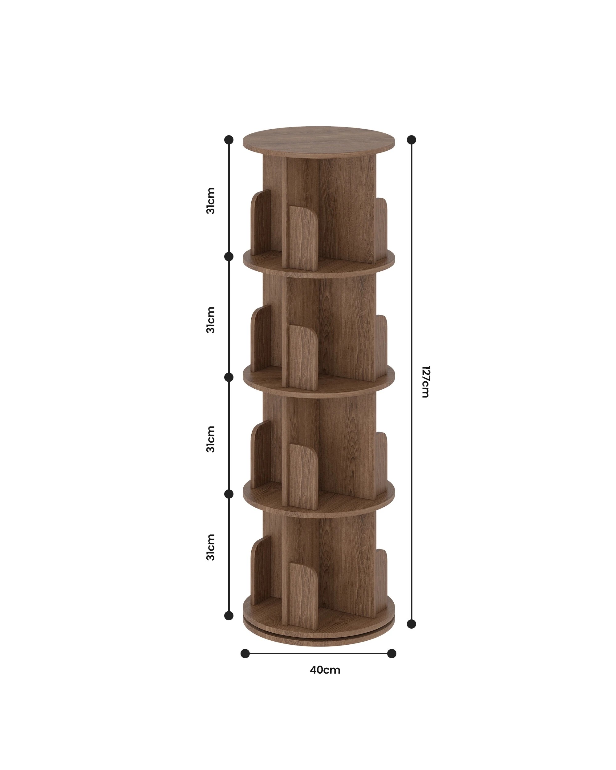 2 Advwin 4 Tiers Bookshelf Rotating Corner Bookcase Cabinet Revolving Display Stand Rack - Brown, 2 of 7