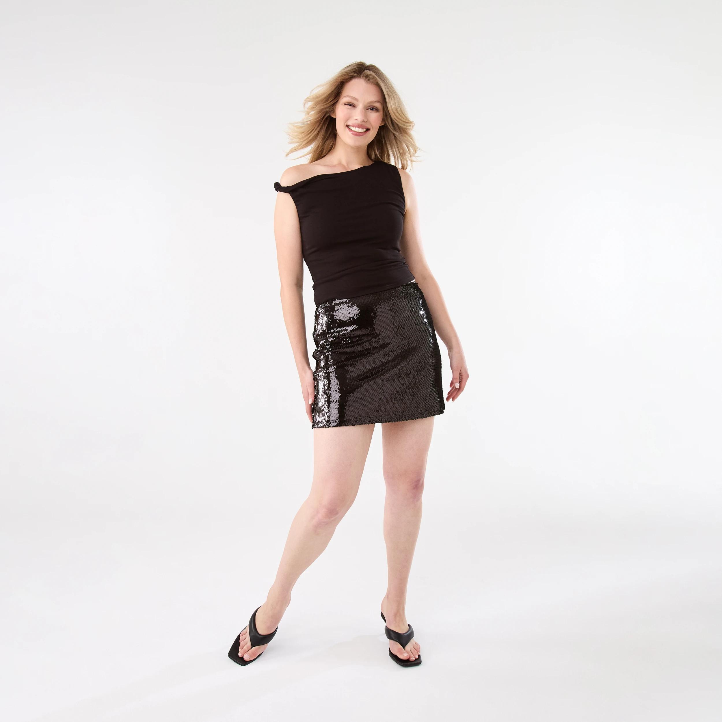 2 Sequin Mini Skirt Black, 2 of 6