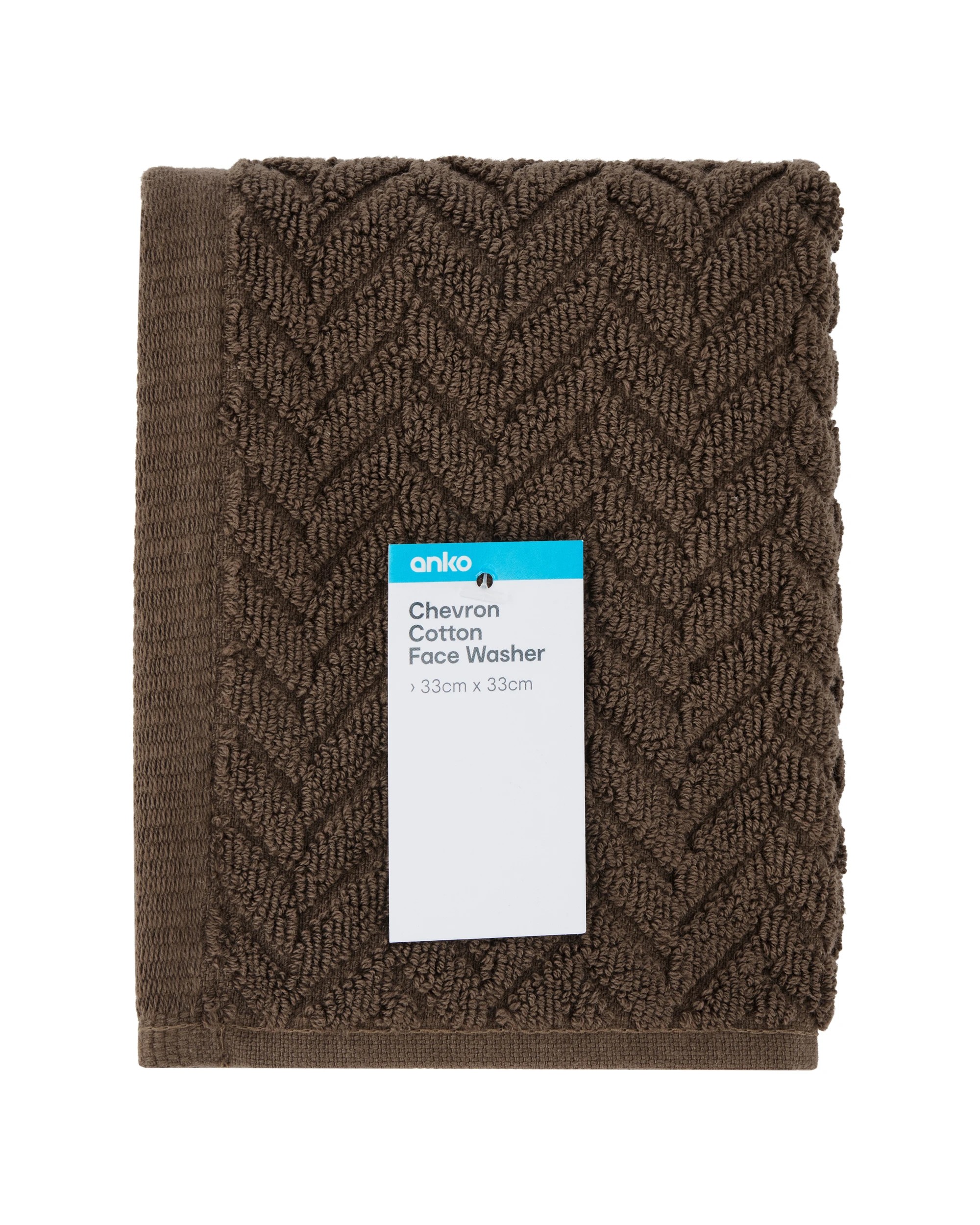 5 Chevron Cotton Face Washer - Chocolate, 5 of 6