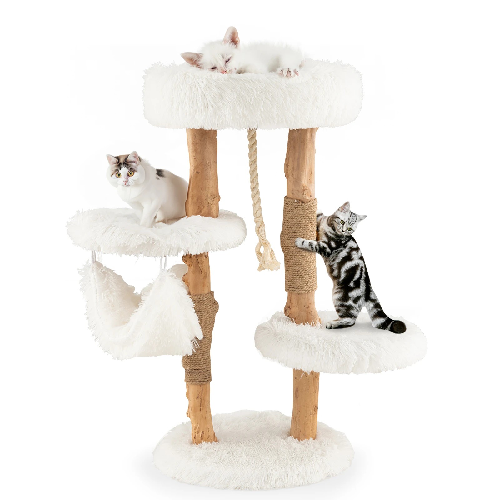 6 Costway 87cm Solid Wood Cat Tower w/Hammock Cat Activity Center, 6 of 6