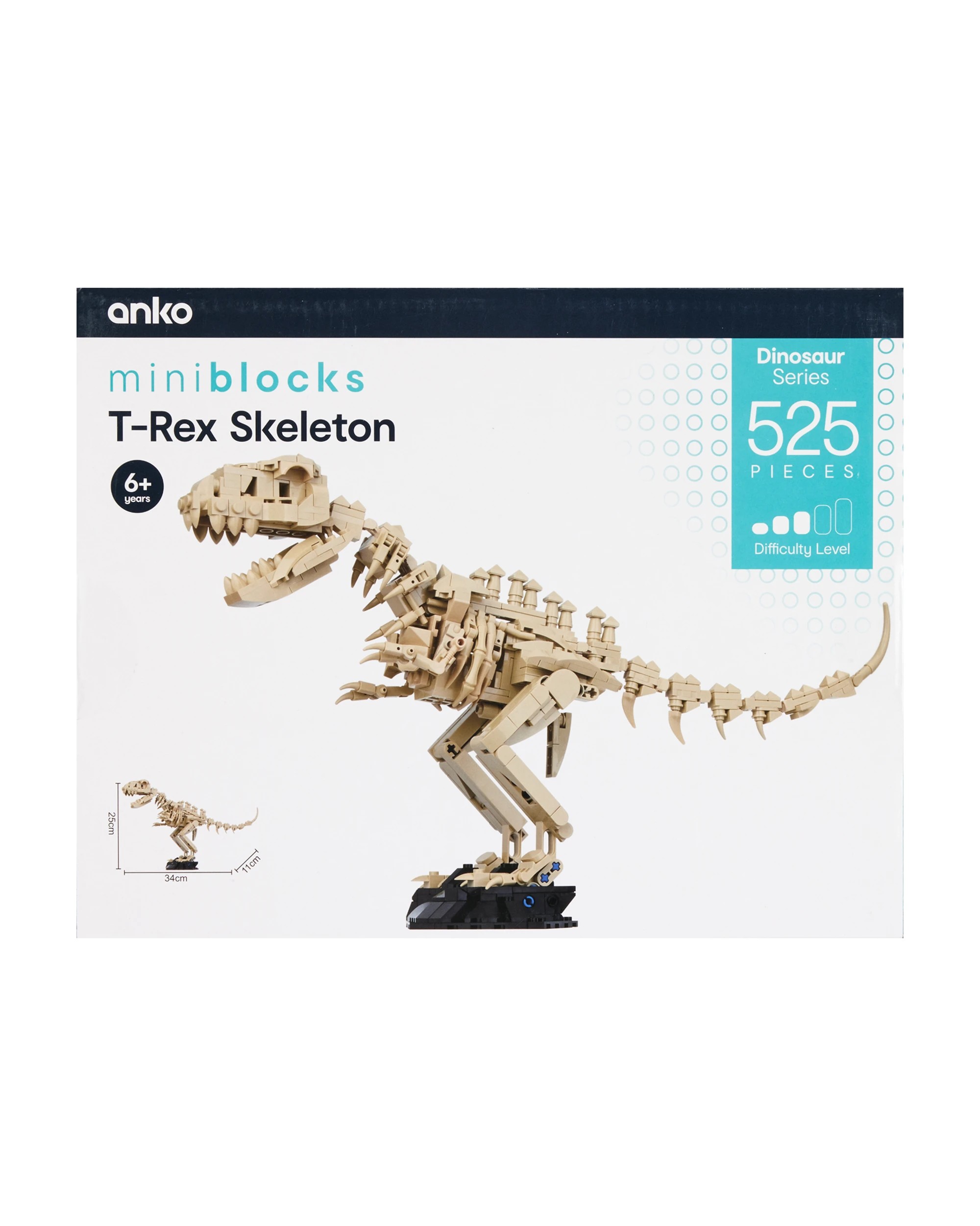 3 525 Piece Mini Blocks Dinosaur Series: T-Rex Skeleton Playset, 3 of 3