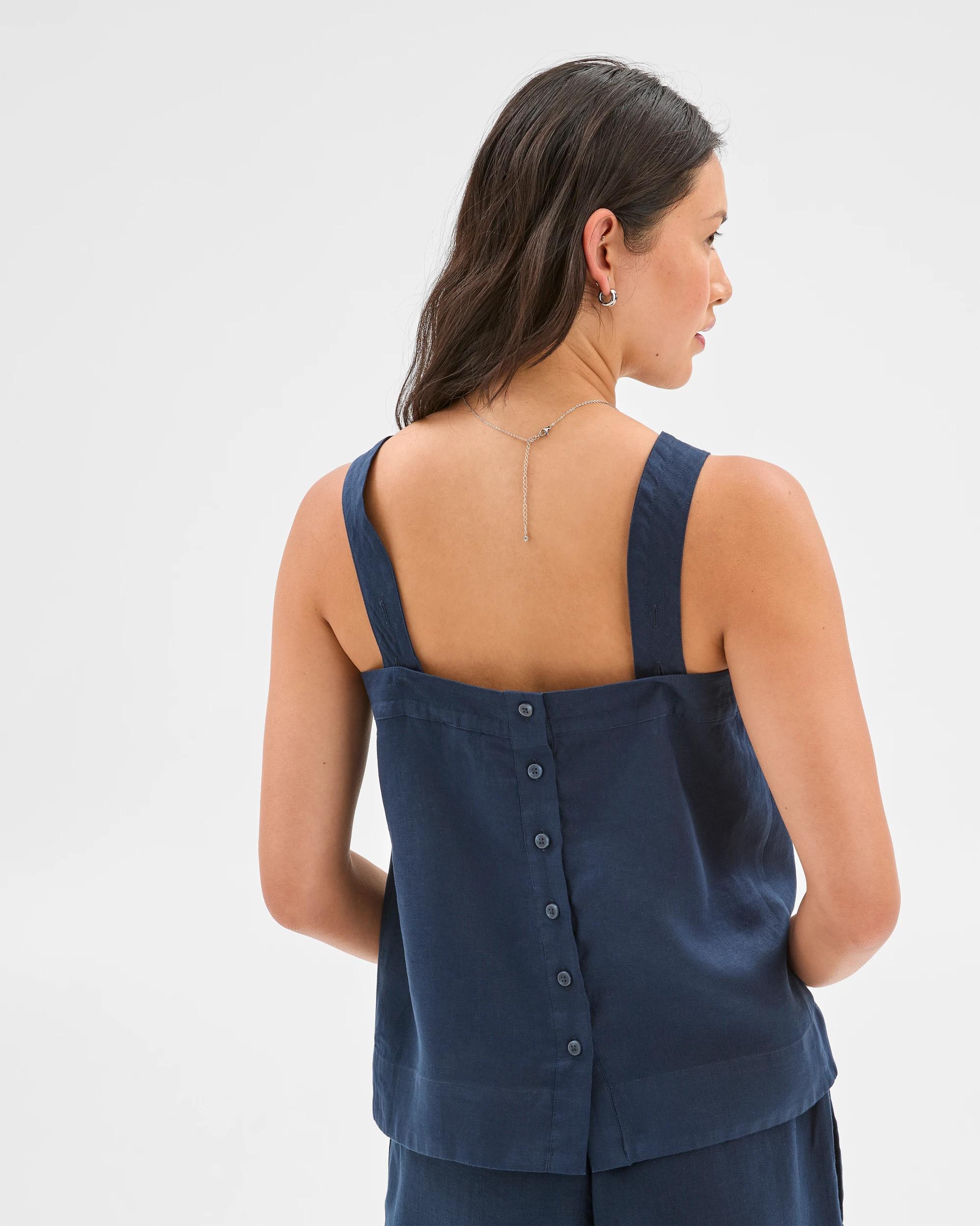 6 Target European Linen Stitch Detail Cami NAVY BLUE, 6 of 7