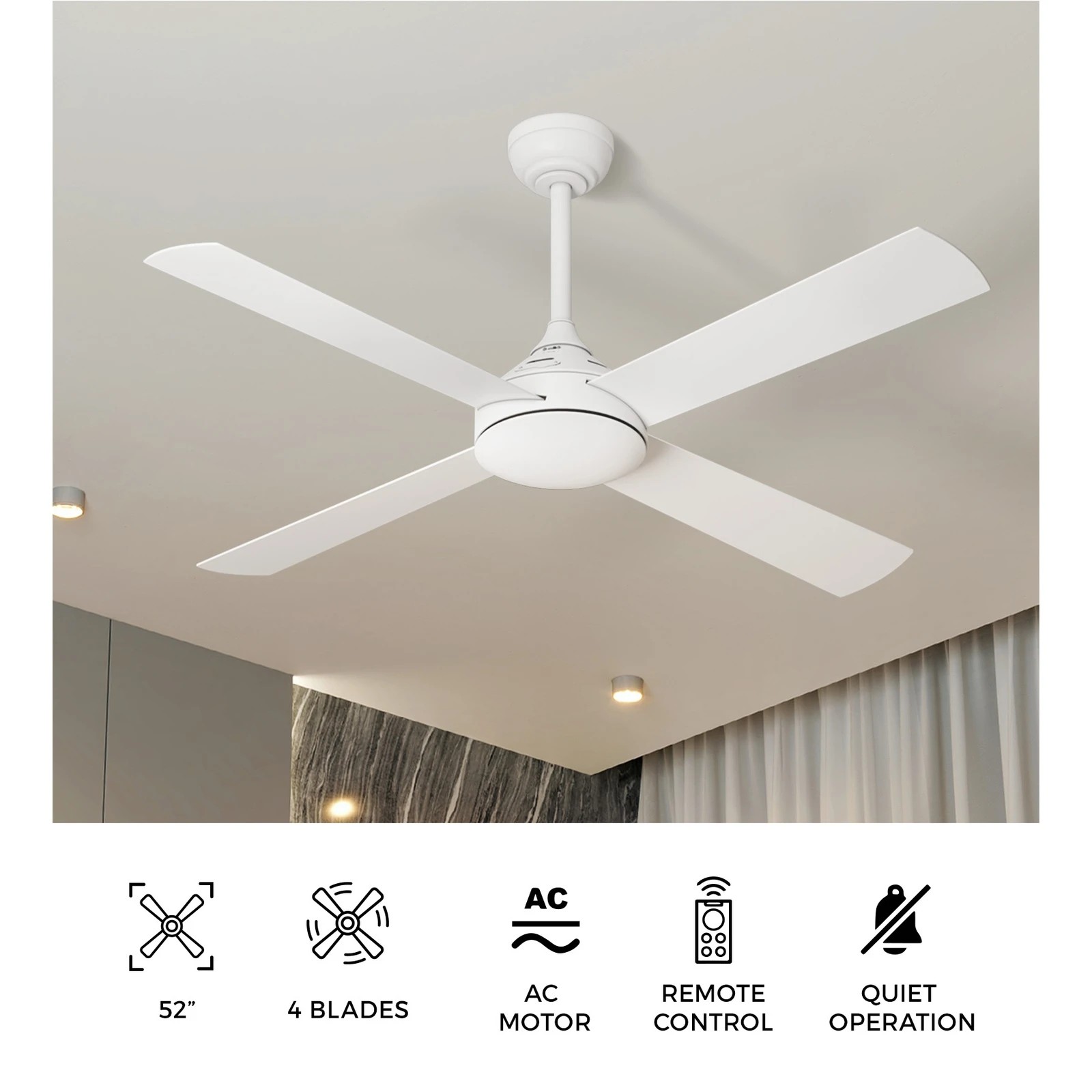 4 Vevare 52" Ceiling Fan AC Motor with Remote Control, 4 of 10