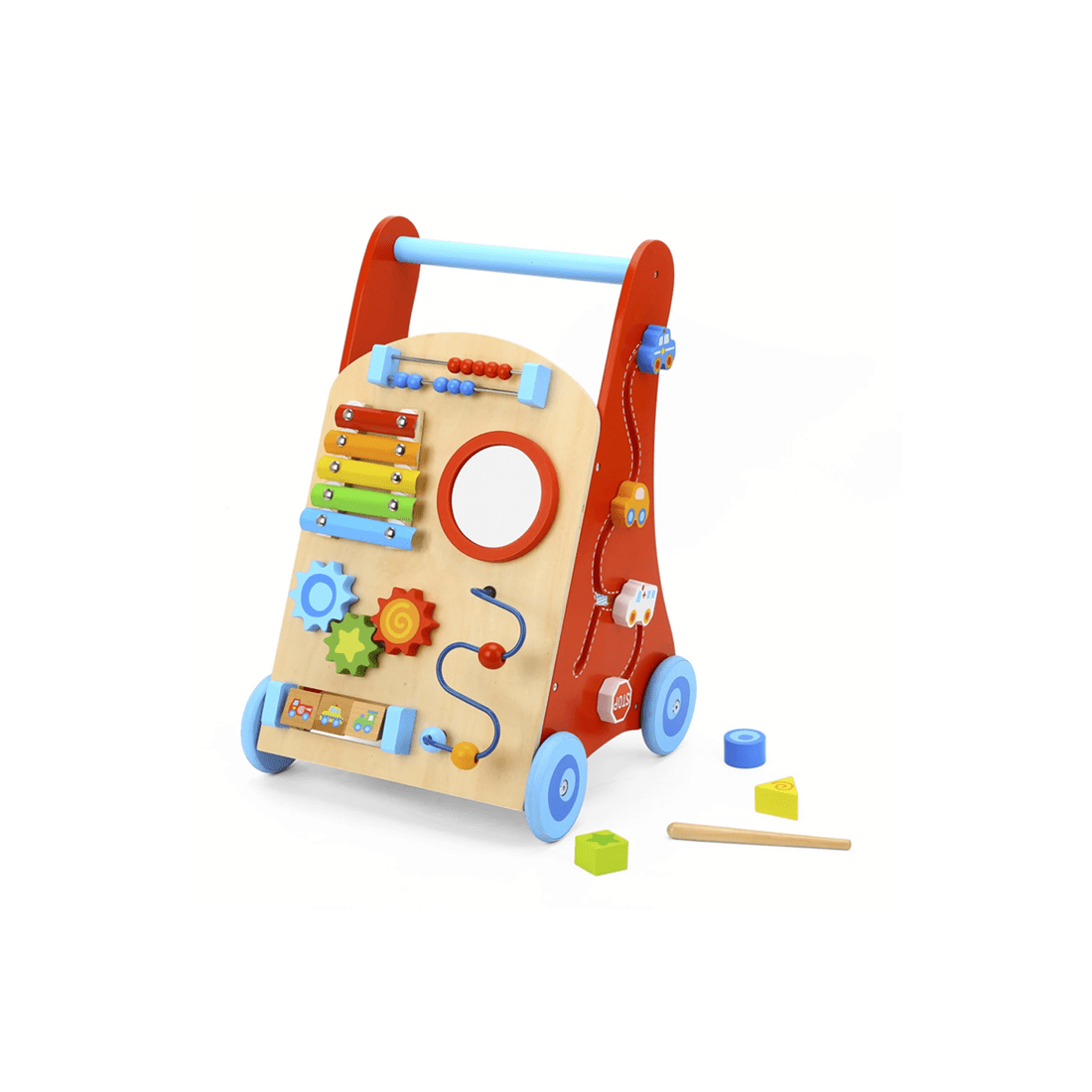 1 Tooky Toy Baby Walker Wooden Activity Play Toy With Mirror And Beads 18m Plus
 - Multi, 1 of 3