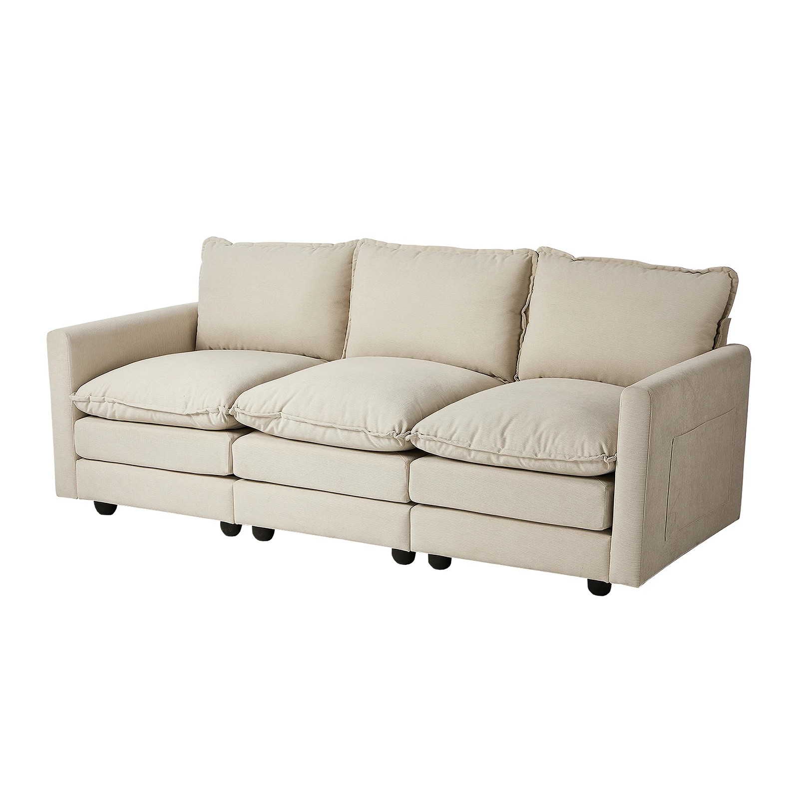 1 Oikiture Sofa Futon Lounge Couch Corduroy - Beige, 1 of 10